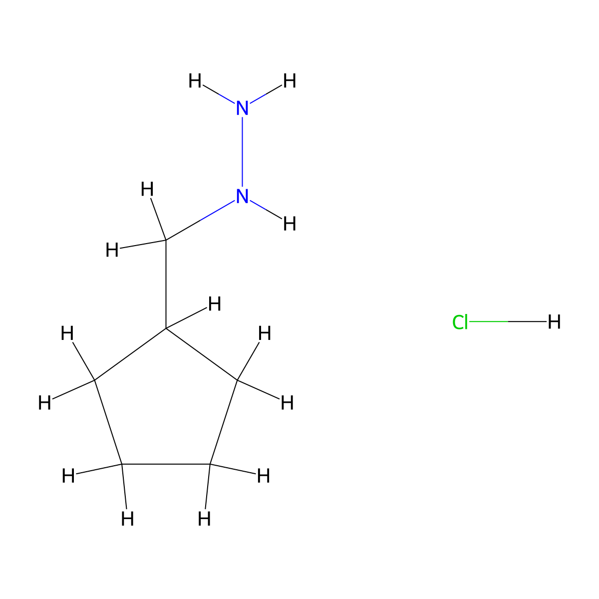 (Cyclopentylmethyl)hydrazine hydrochloride molecular structure, CAS 1193388-89-4