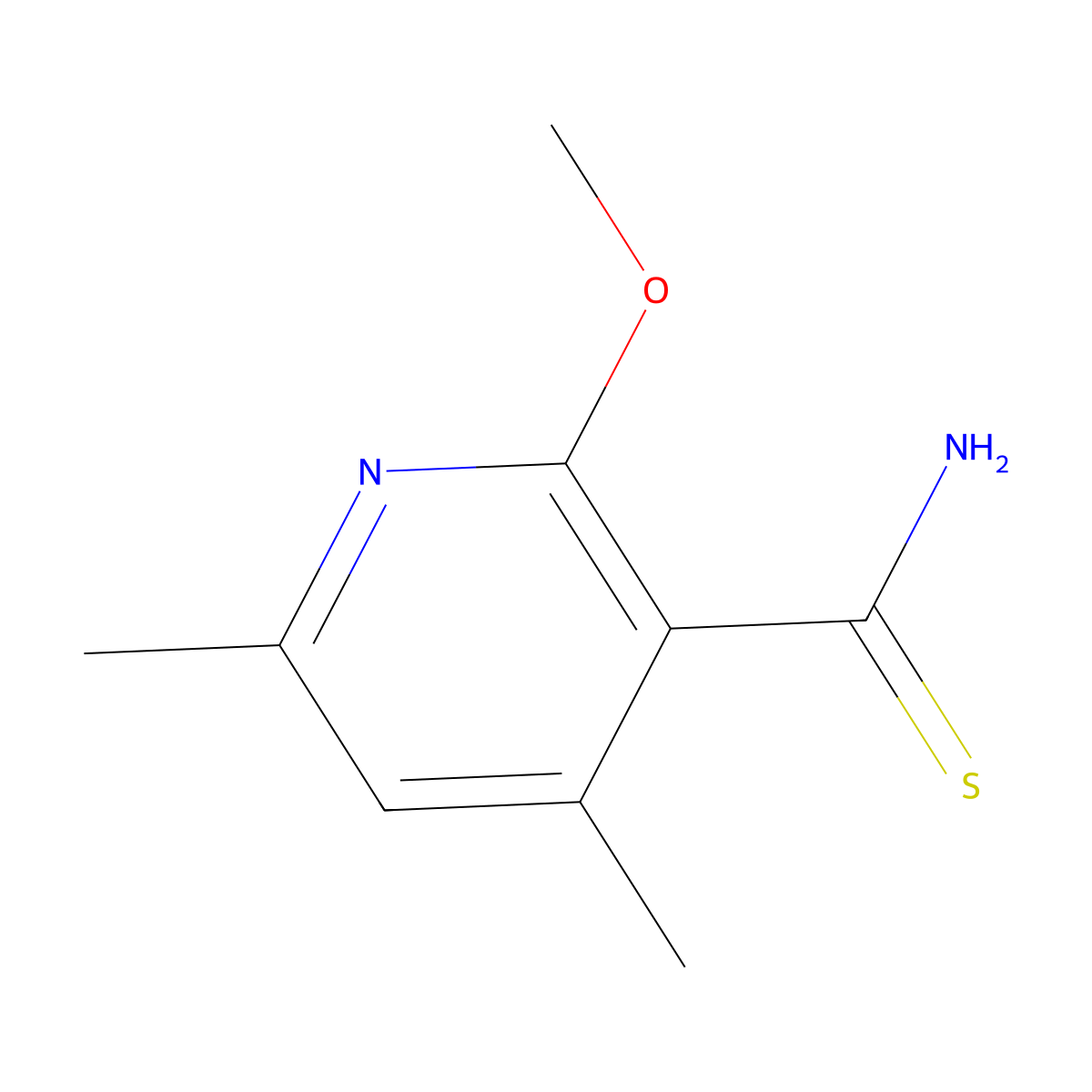 2-Methoxy-4,6-dimethylpyridine-3-carbothioamide molecular structure, CAS 1193388-91-8