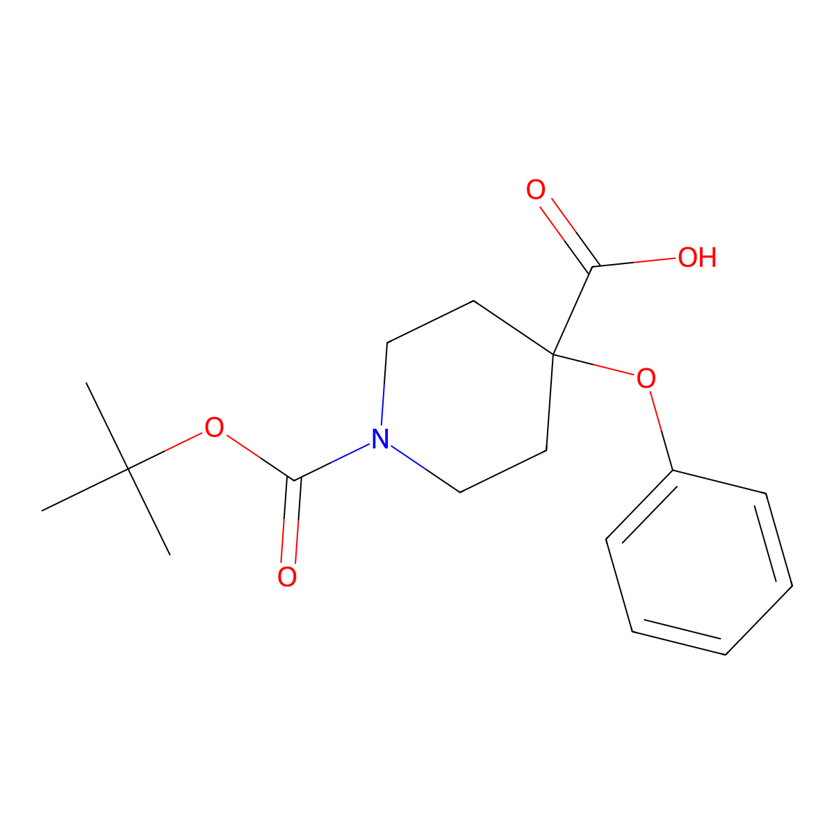 1-[(Tert-butoxy)carbonyl]-4-phenoxypiperidine-4-carboxylic acid molecular structure, CAS 1193388-97-4
