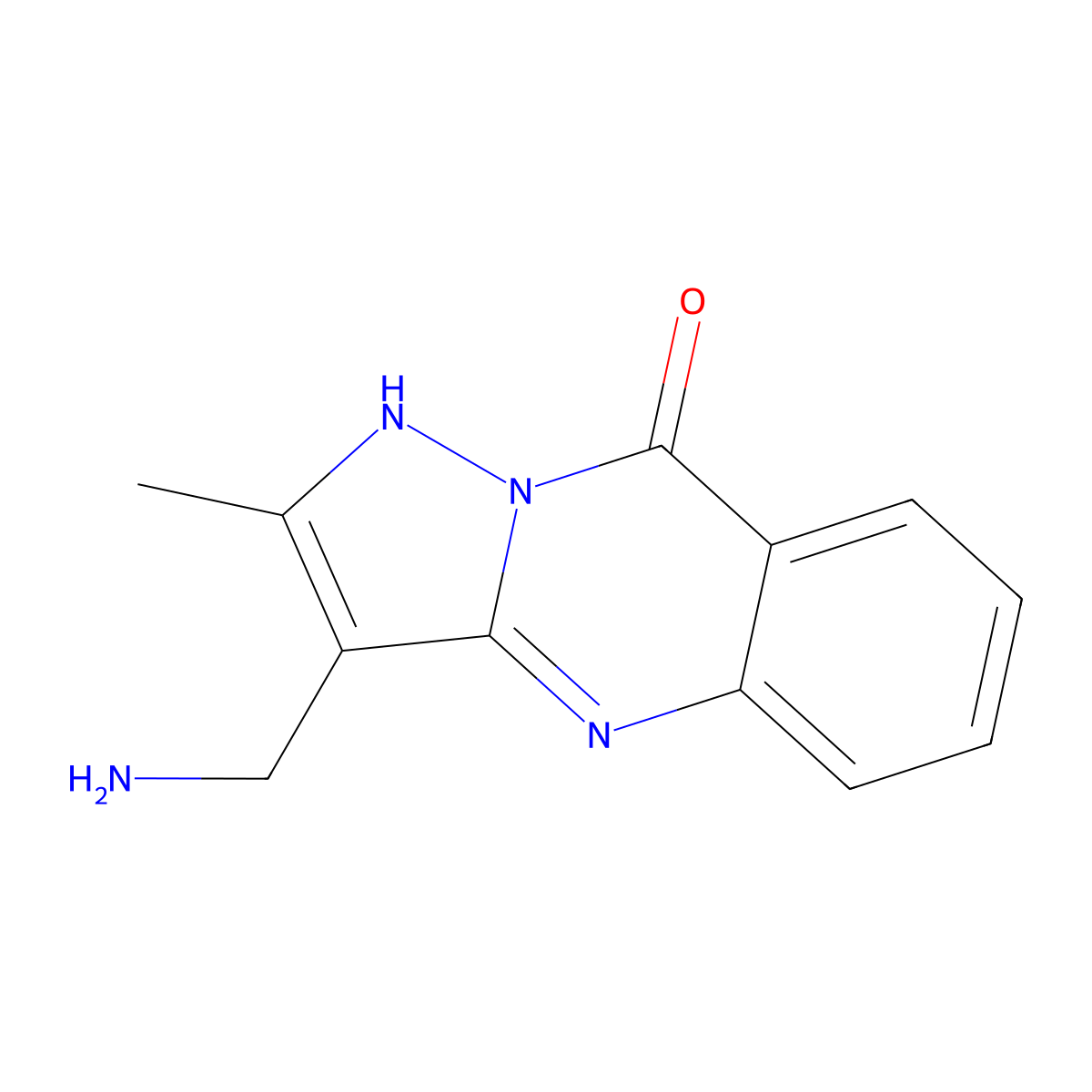 3-(aminomethyl)-2-methyl-4H,9H-pyrazolo[3,2-b]quinazolin-9-one molecular structure, CAS 1193388-98-5