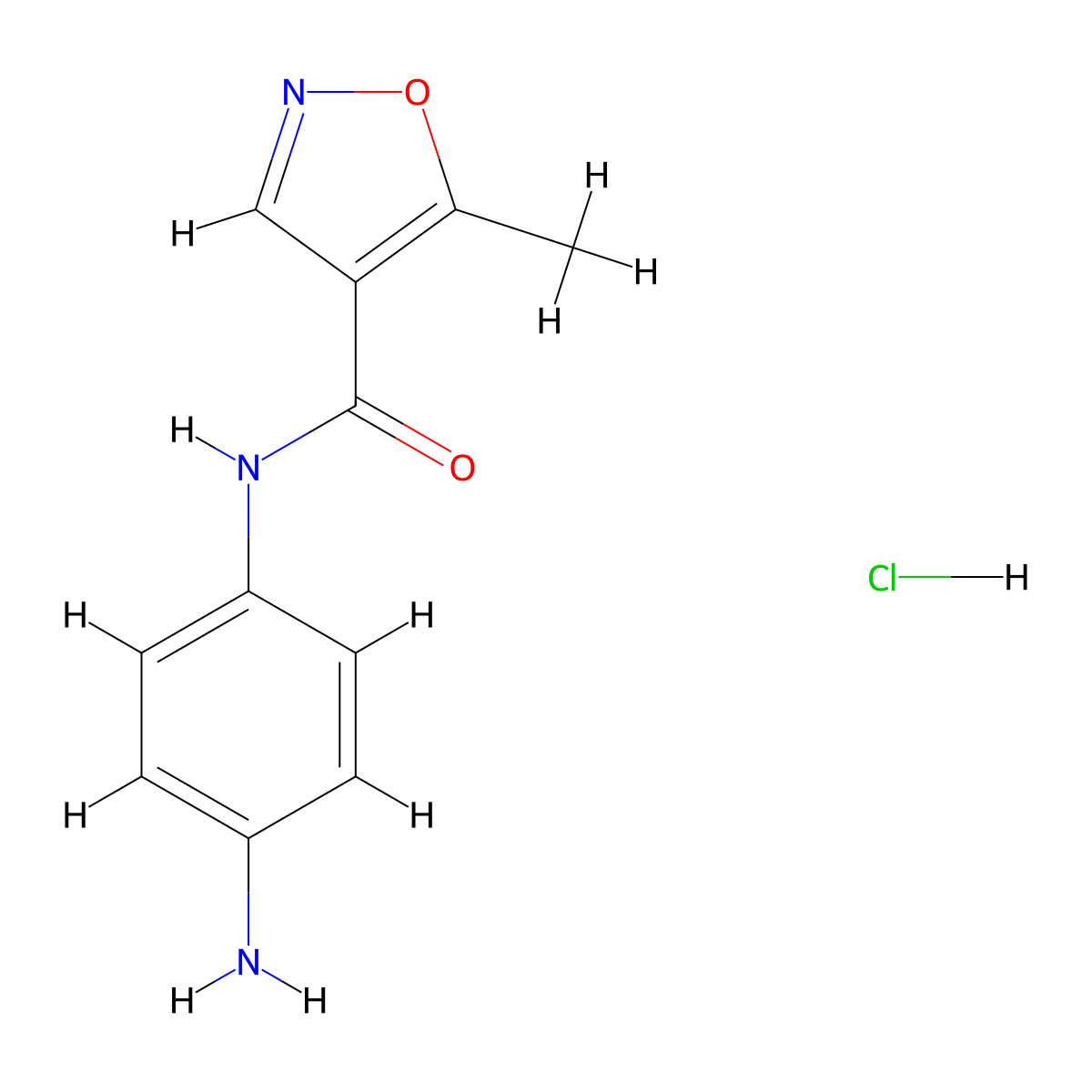 N-(4-aminophenyl)-5-methyl-1,2-oxazole-4-carboxamide hydrochloride molecular structure, CAS 1193388-99-6
