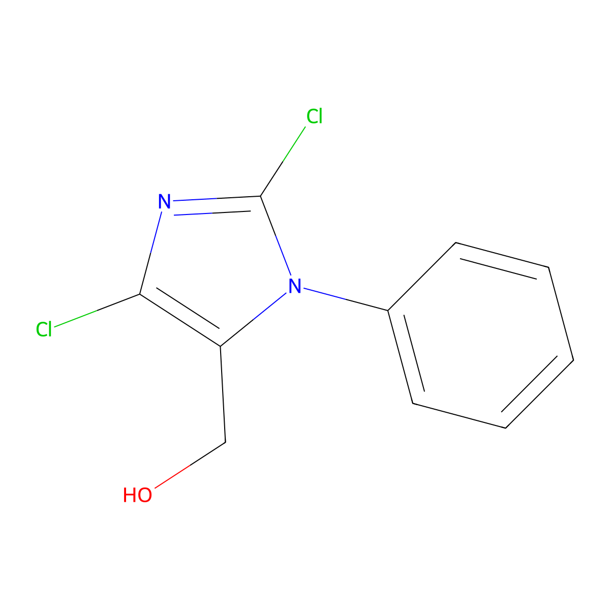 (2,4-dichloro-1-phenyl-1H-imidazol-5-yl)methanol molecular structure, CAS 1193389-00-2