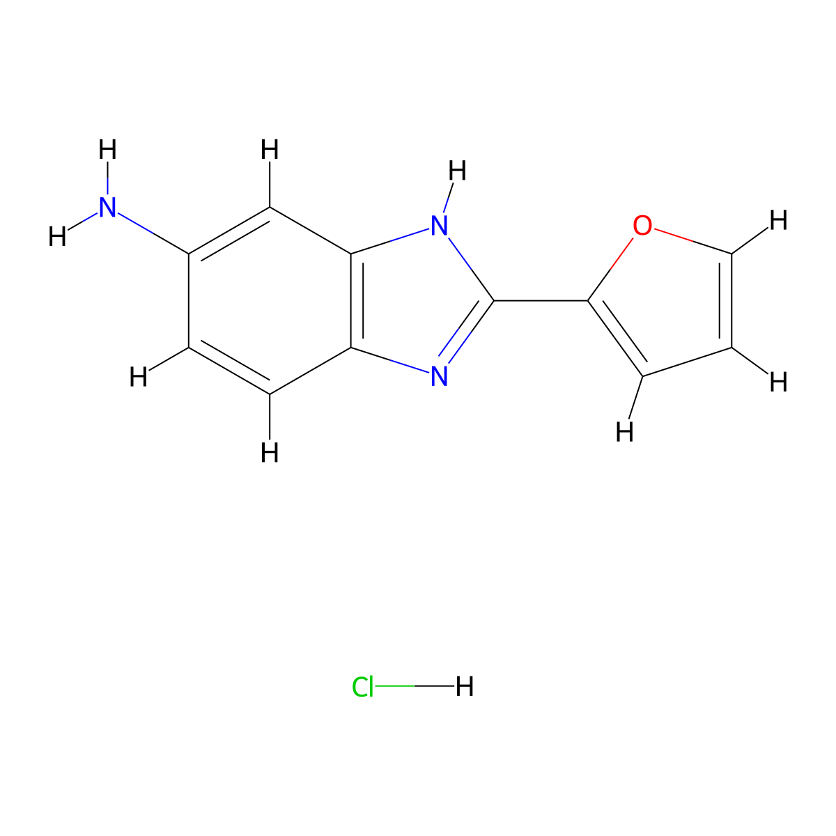 2-(furan-2-yl)-1H-1,3-benzodiazol-5-amine hydrochloride molecular structure, CAS 1193389-03-5
