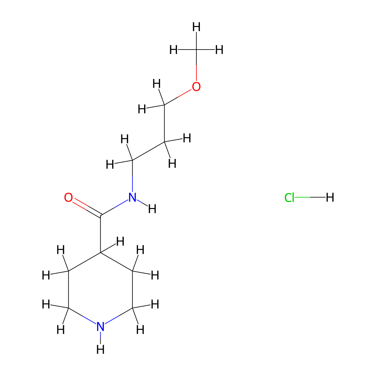 N-(3-methoxypropyl)piperidine-4-carboxamide hydrochloride molecular structure, CAS 1193389-05-7