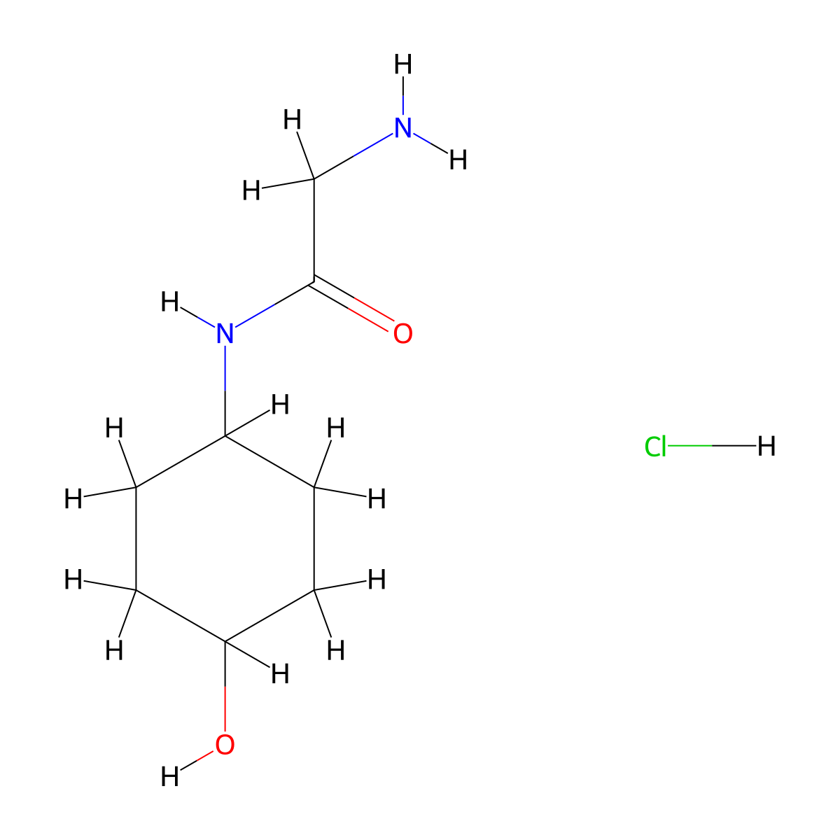 2-amino-N-(4-hydroxycyclohexyl)acetamide hydrochloride molecular structure, CAS 1193389-11-5