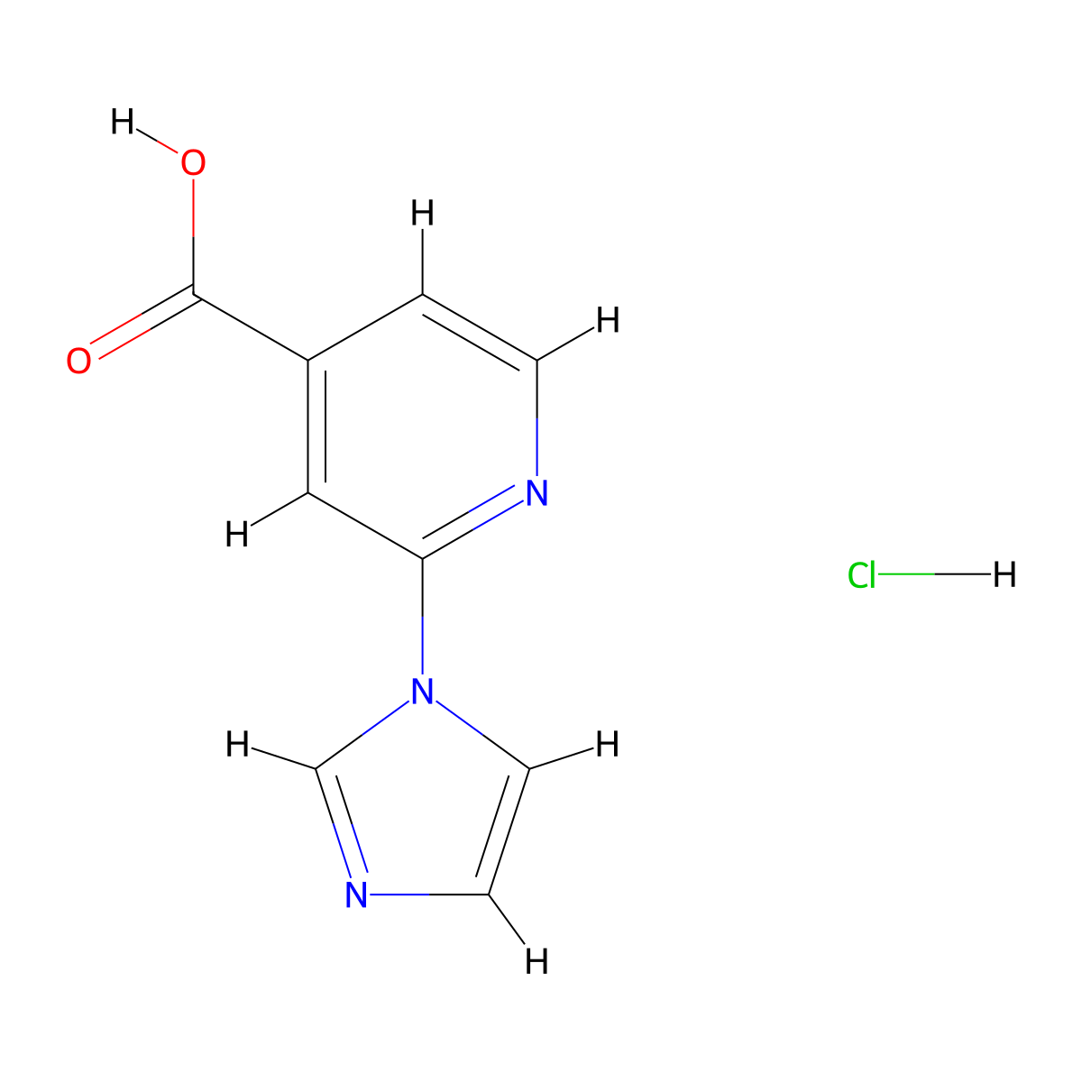 2-(1H-imidazol-1-yl)pyridine-4-carboxylic acid hydrochloride molecular structure, CAS 1193389-34-2