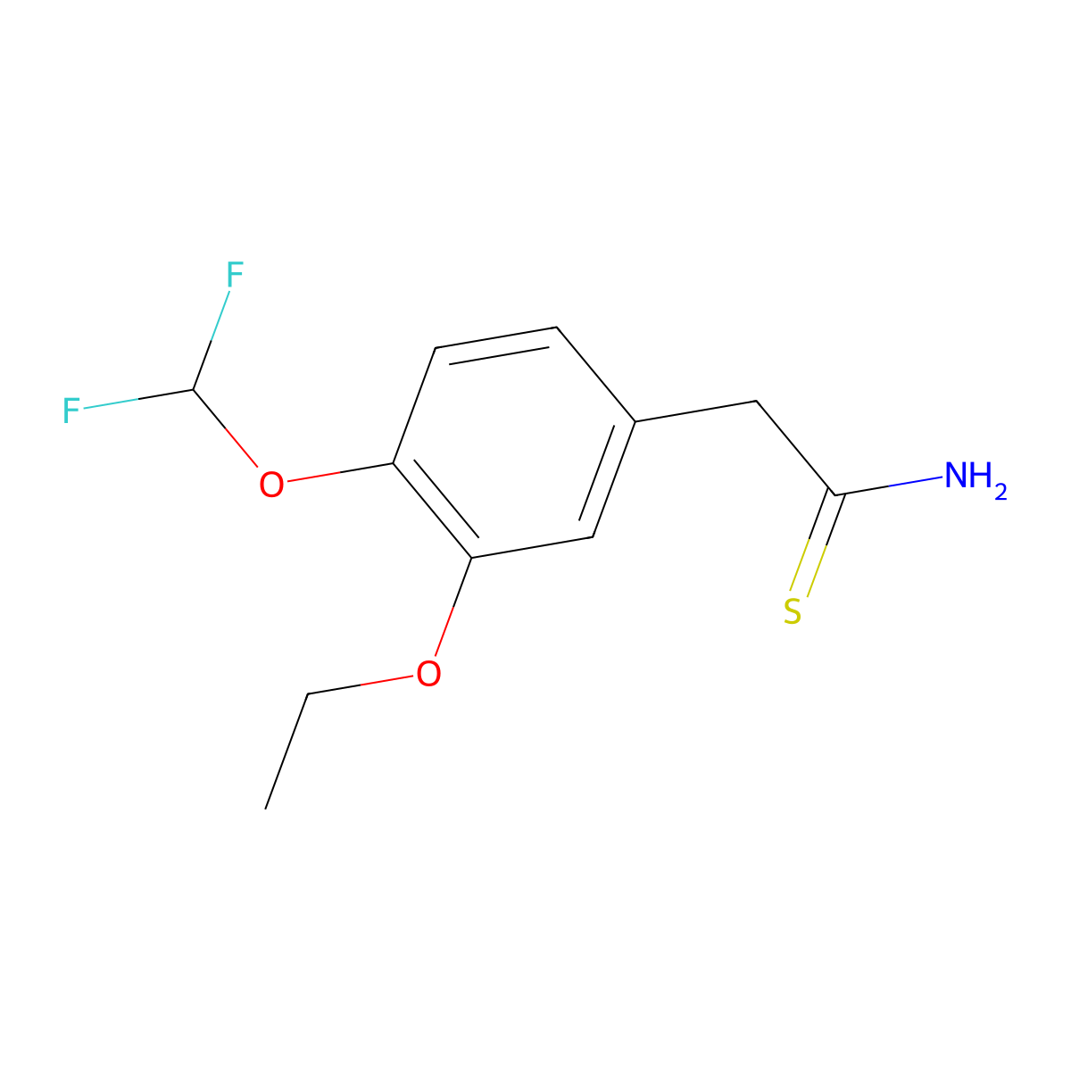 2-[4-(Difluoromethoxy)-3-ethoxyphenyl]ethanethioamide molecular structure, CAS 1193389-38-6