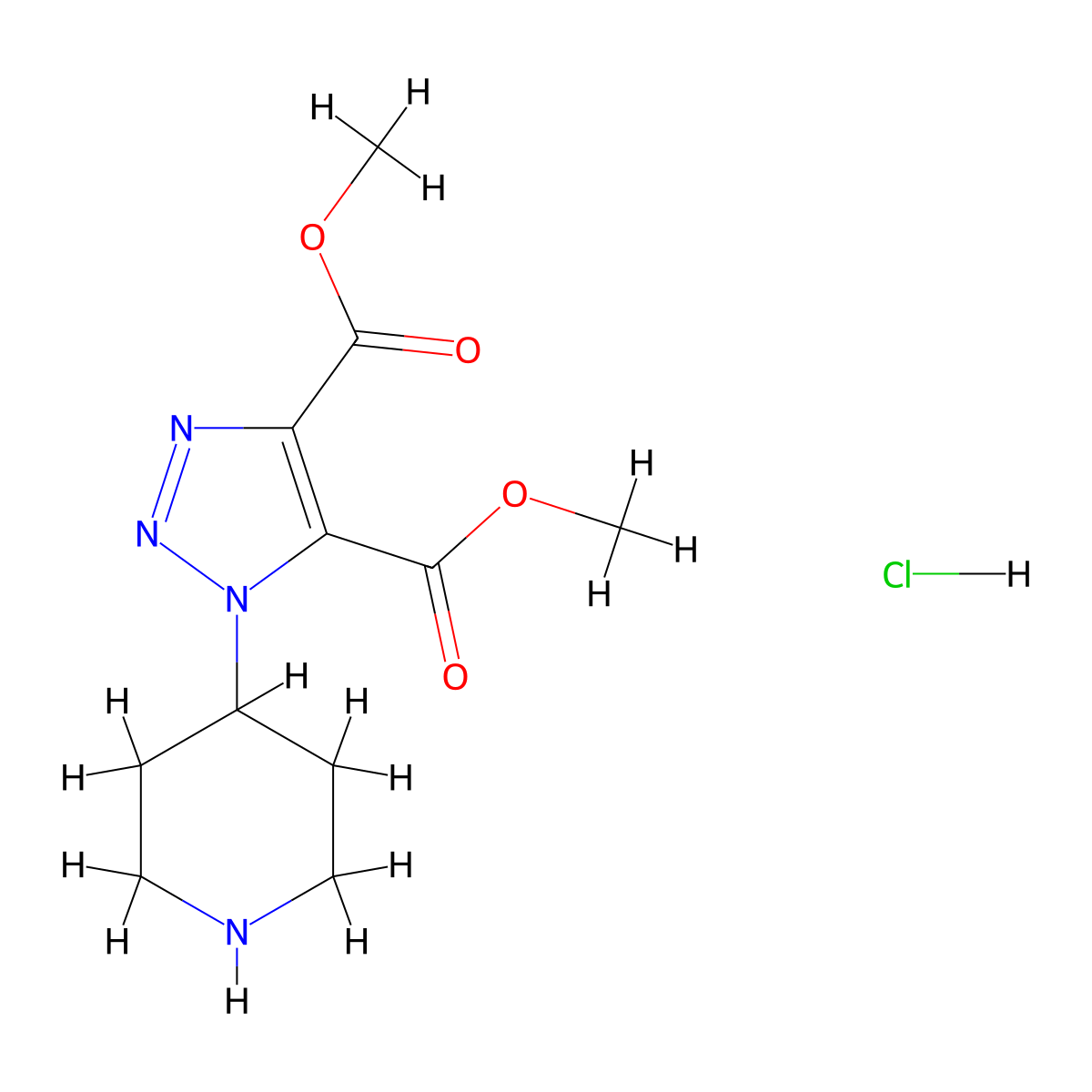 4,5-dimethyl 1-(piperidin-4-yl)-1H-1,2,3-triazole-4,5-dicarboxylate hydrochloride molecular structure, CAS 1193389-42-2