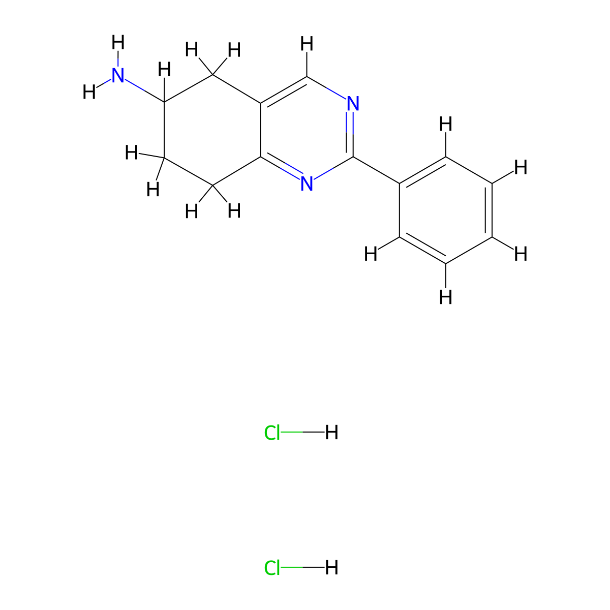 2-Phenyl-5,6,7,8-tetrahydroquinazolin-6-amine dihydrochloride molecular structure, CAS 1193389-46-6