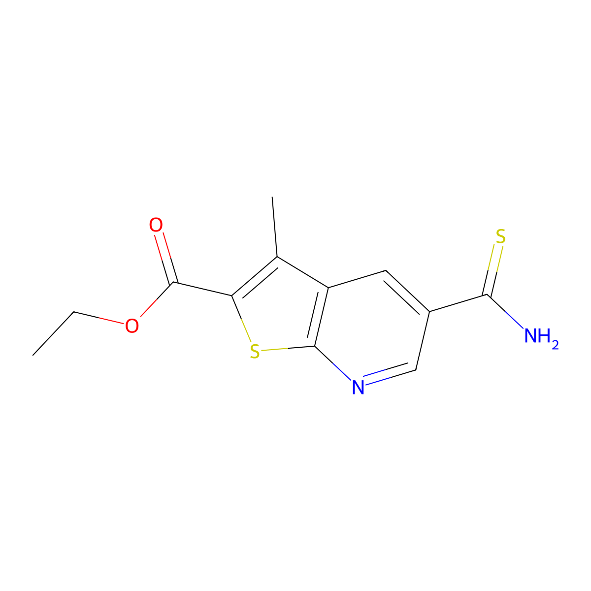 Ethyl 5-carbamothioyl-3-methylthieno[2,3-b]pyridine-2-carboxylate molecular structure, CAS 1193389-47-7