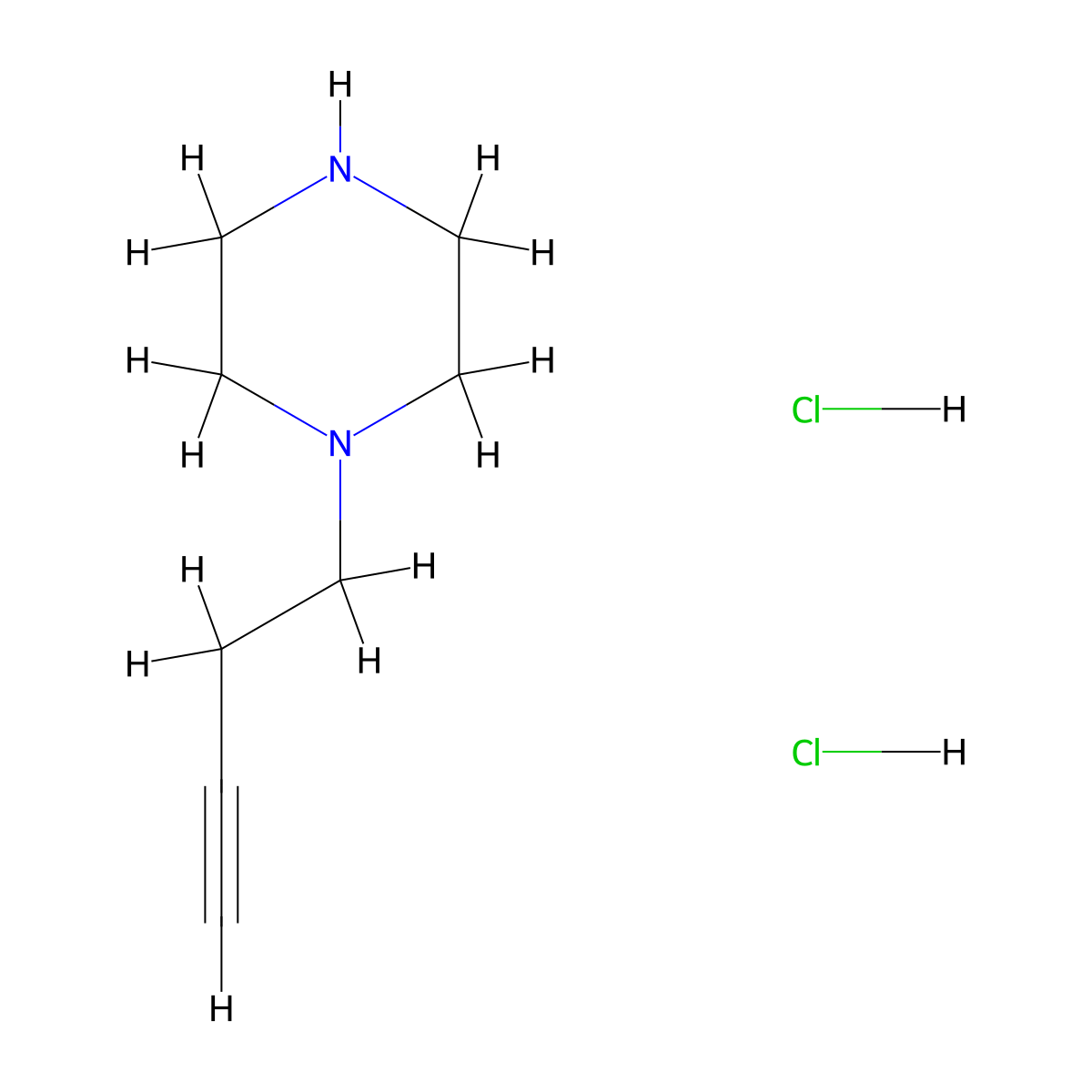 1-(But-3-yn-1-yl)piperazine dihydrochloride molecular structure, CAS 1193389-48-8