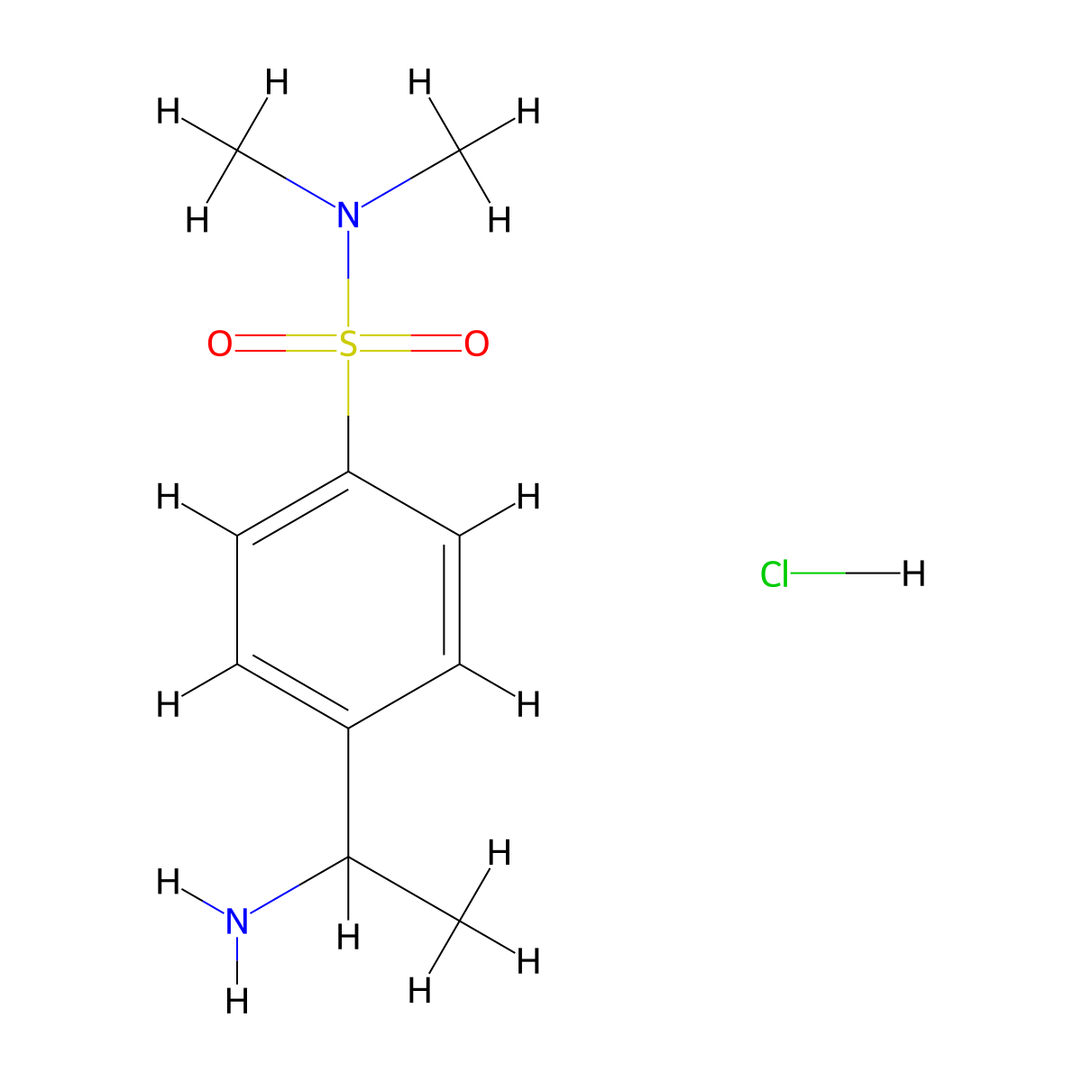 4-(1-aminoethyl)-N,N-dimethylbenzene-1-sulfonamide hydrochloride molecular structure, CAS 1193389-49-9
