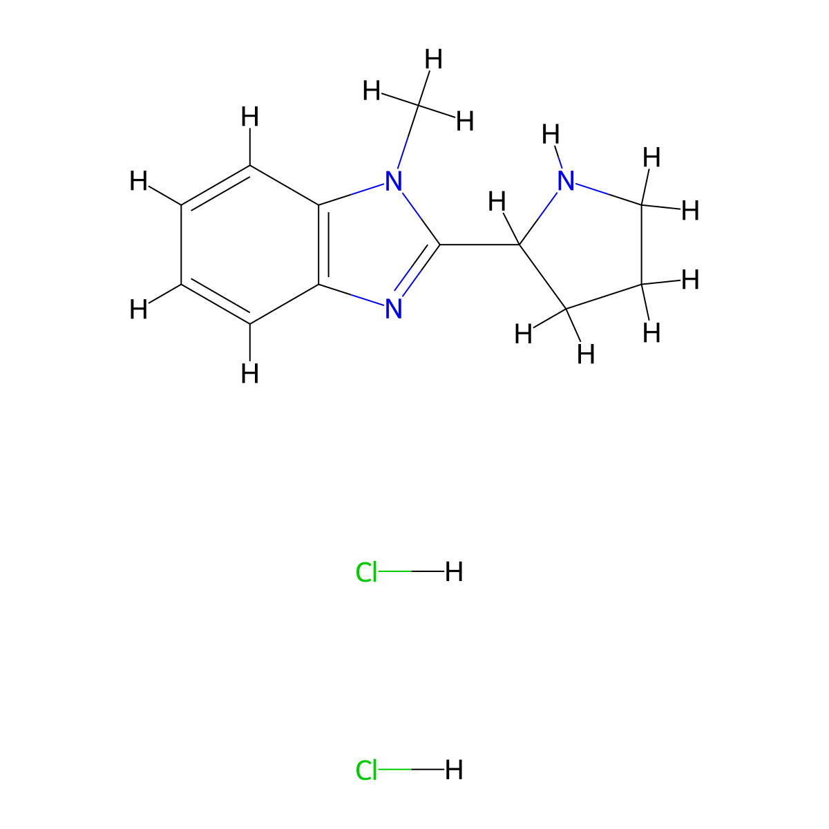 1-methyl-2-(pyrrolidin-2-yl)-1H-1,3-benzodiazole dihydrochloride molecular structure, CAS 1193389-65-9