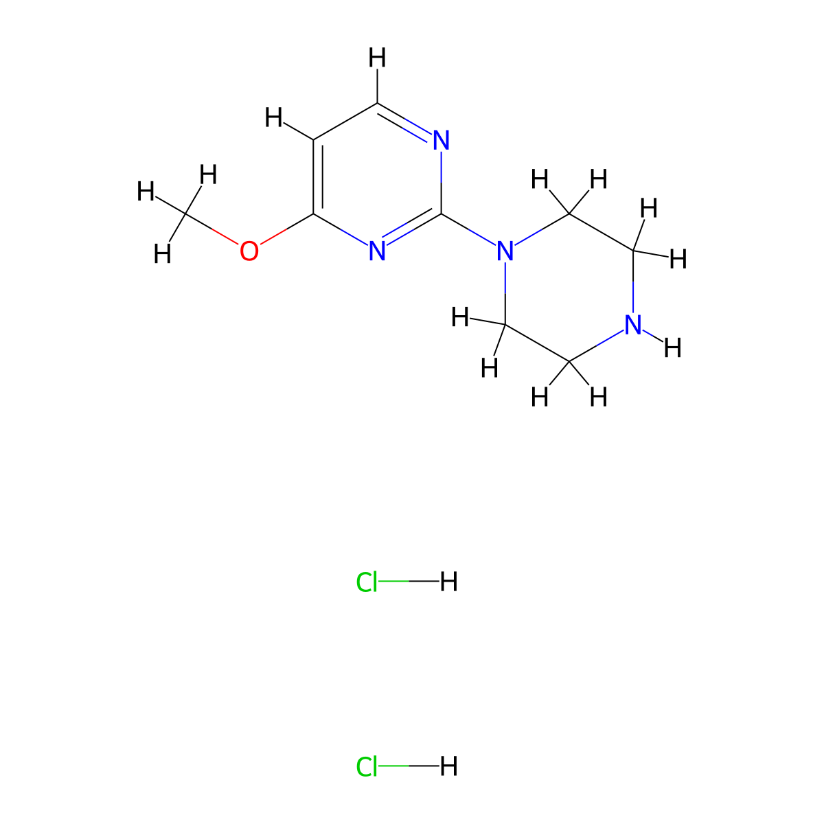 4-Methoxy-2-(piperazin-1-yl)pyrimidine dihydrochloride molecular structure, CAS 1193389-74-0
