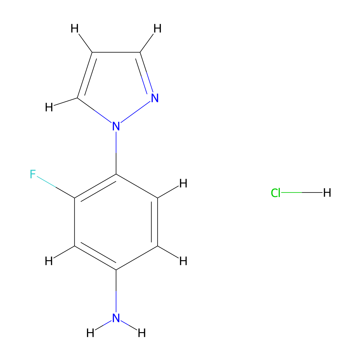 3-fluoro-4-(1H-pyrazol-1-yl)aniline hydrochloride molecular structure, CAS 1193389-77-3