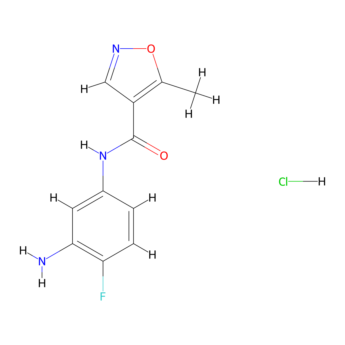 N-(3-amino-4-fluorophenyl)-5-methyl-1,2-oxazole-4-carboxamide hydrochloride molecular structure, CAS 1193389-78-4