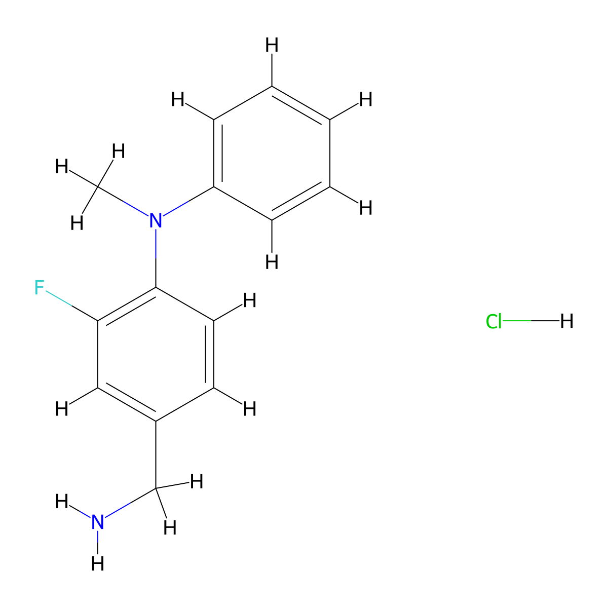 4-(aminomethyl)-2-fluoro-N-methyl-N-phenylaniline hydrochloride molecular structure, CAS 1193389-80-8
