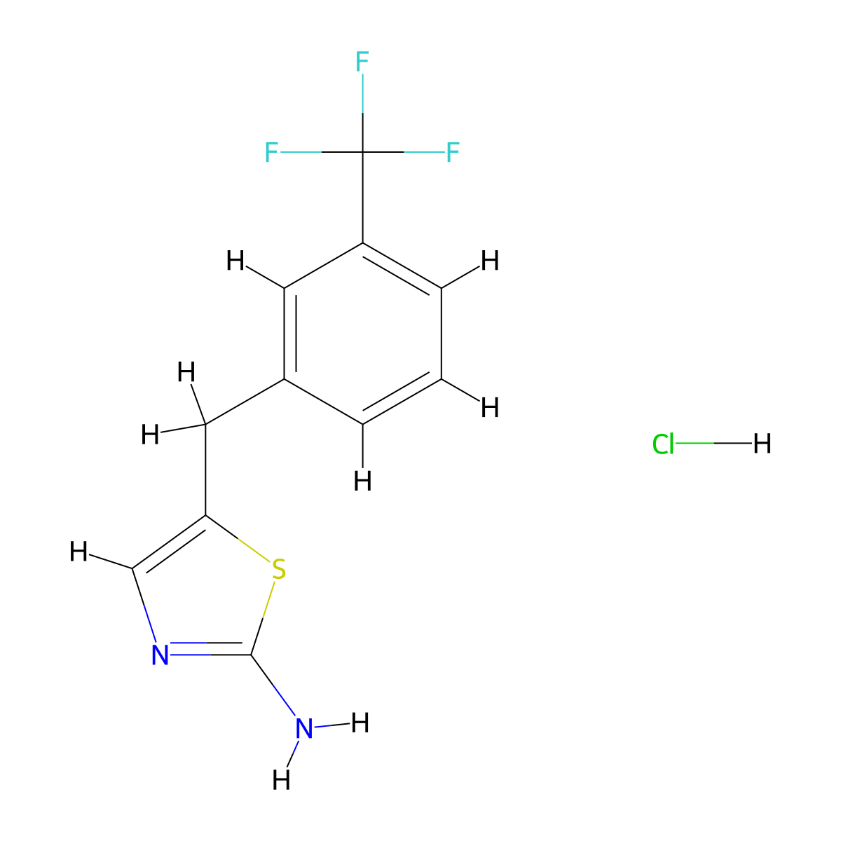 5-((3-(Trifluoromethyl)phenyl)methyl)-1,3-thiazol-2-amine hydrochloride molecular structure, CAS 1193389-85-3