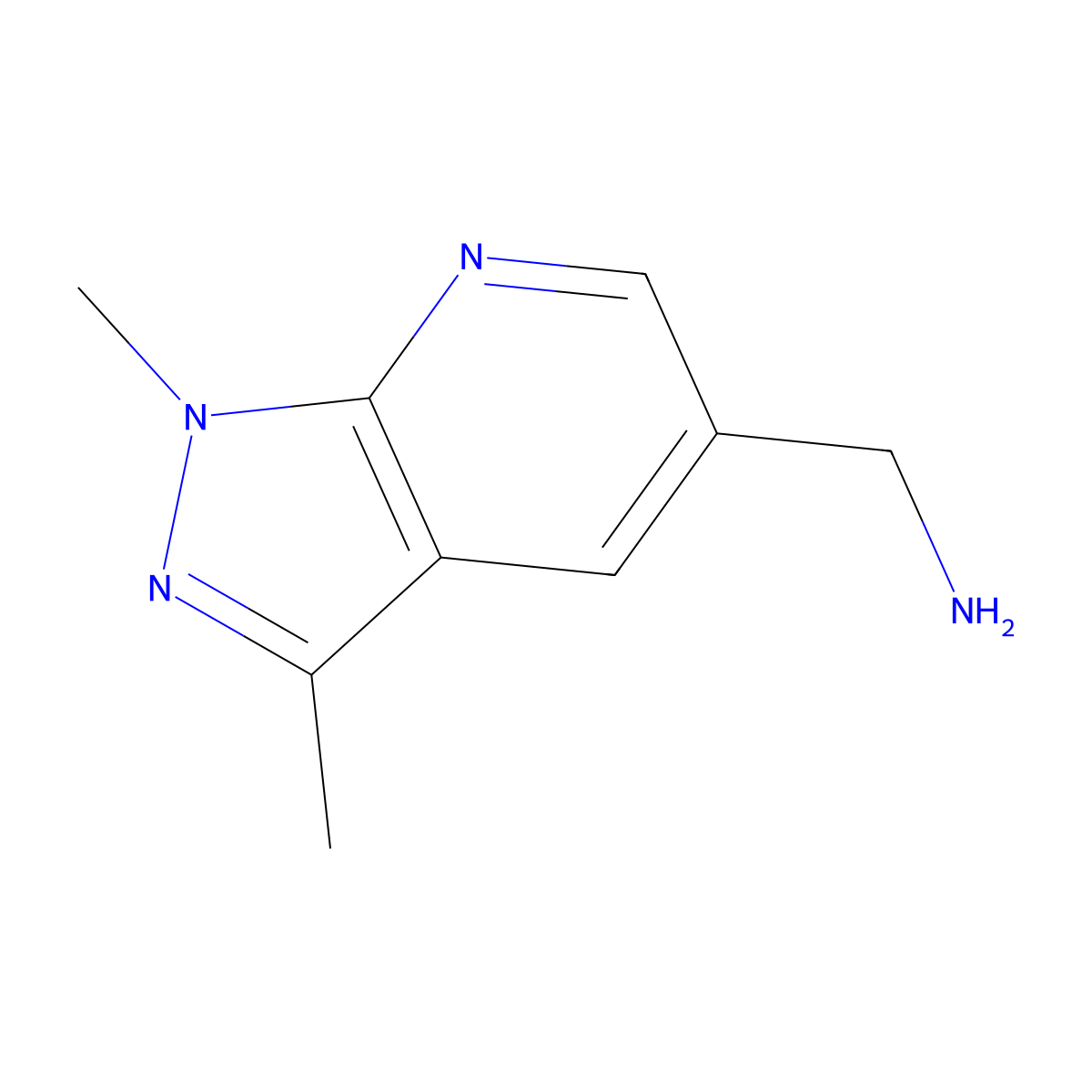 {1,3-dimethyl-1H-pyrazolo[3,4-b]pyridin-5-yl}methanamine molecular structure, CAS 1193389-92-2