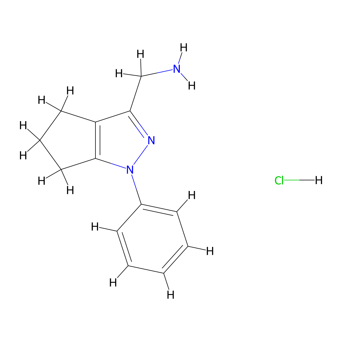 {1-phenyl-1H,4H,5H,6H-cyclopenta[c]pyrazol-3-yl}methanamine hydrochloride molecular structure, CAS 1193389-93-3
