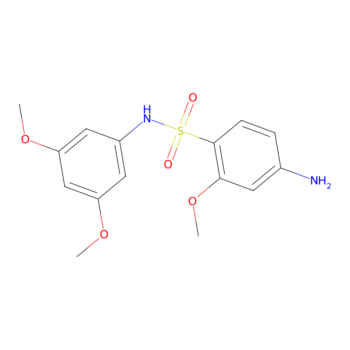 4-amino-N-(3,5-dimethoxyphenyl)-2-methoxybenzene-1-sulfonamide molecular structure, CAS 1193389-95-5