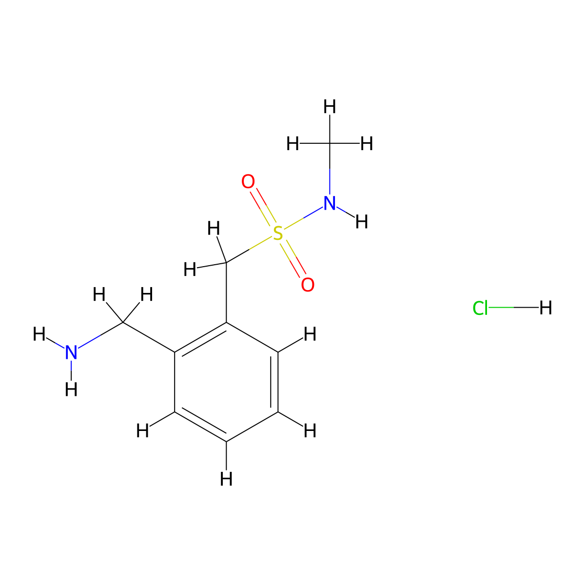 1-(2-(aminomethyl)phenyl)-N-methylmethanesulfonamide hydrochloride molecular structure, CAS 1193390-01-0