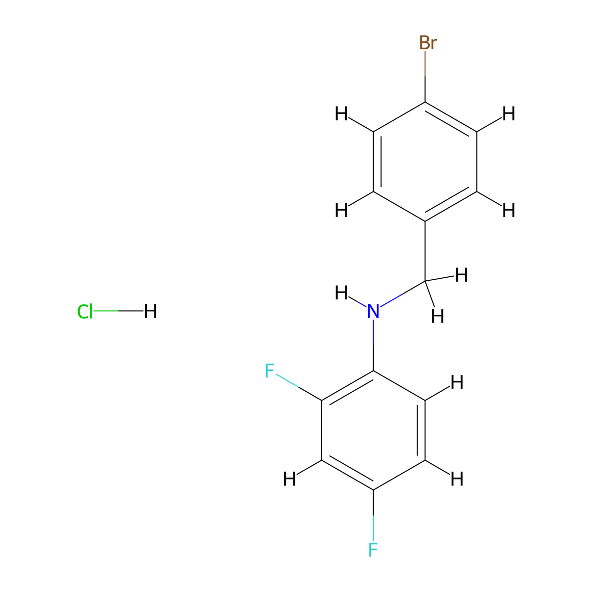 N-[(4-bromophenyl)methyl]-2,4-difluoroaniline hydrochloride molecular structure, CAS 1193390-03-2