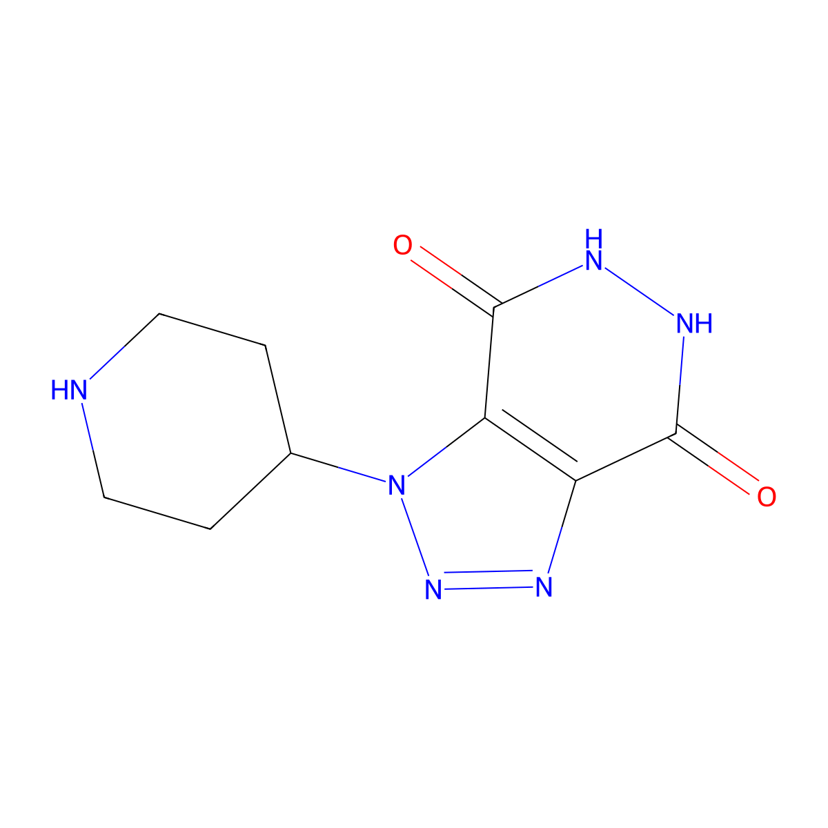 1-(piperidin-4-yl)-1H,4H,5H,6H,7H-[1,2,3]triazolo[4,5-d]pyridazine-4,7-dione molecular structure, CAS 1193390-06-5