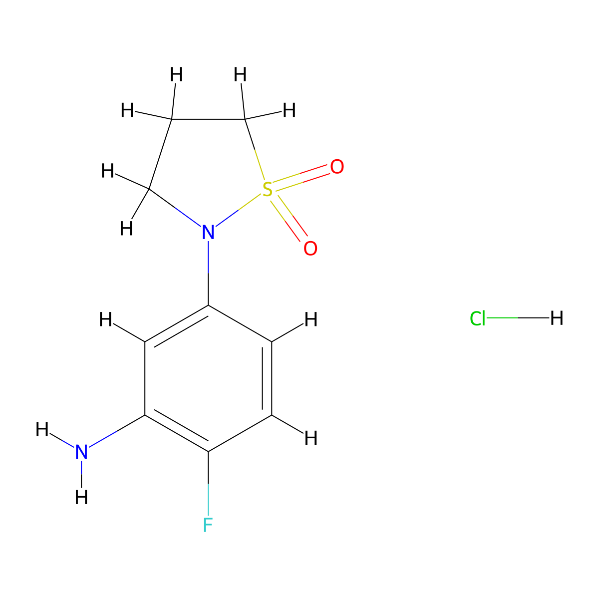 2-(3-Amino-4-fluorophenyl)-1$L^{6},2-thiazolidine-1,1-dione hydrochloride molecular structure, CAS 1193390-09-8