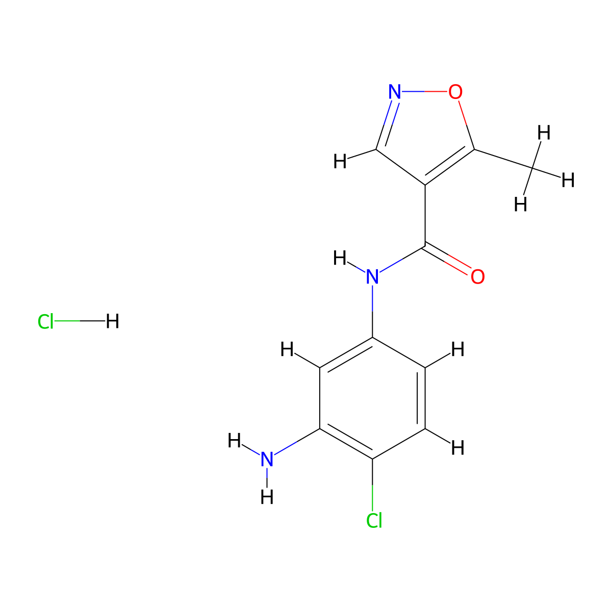N-(3-amino-4-chlorophenyl)-5-methyl-1,2-oxazole-4-carboxamide hydrochloride molecular structure, CAS 1193390-10-1