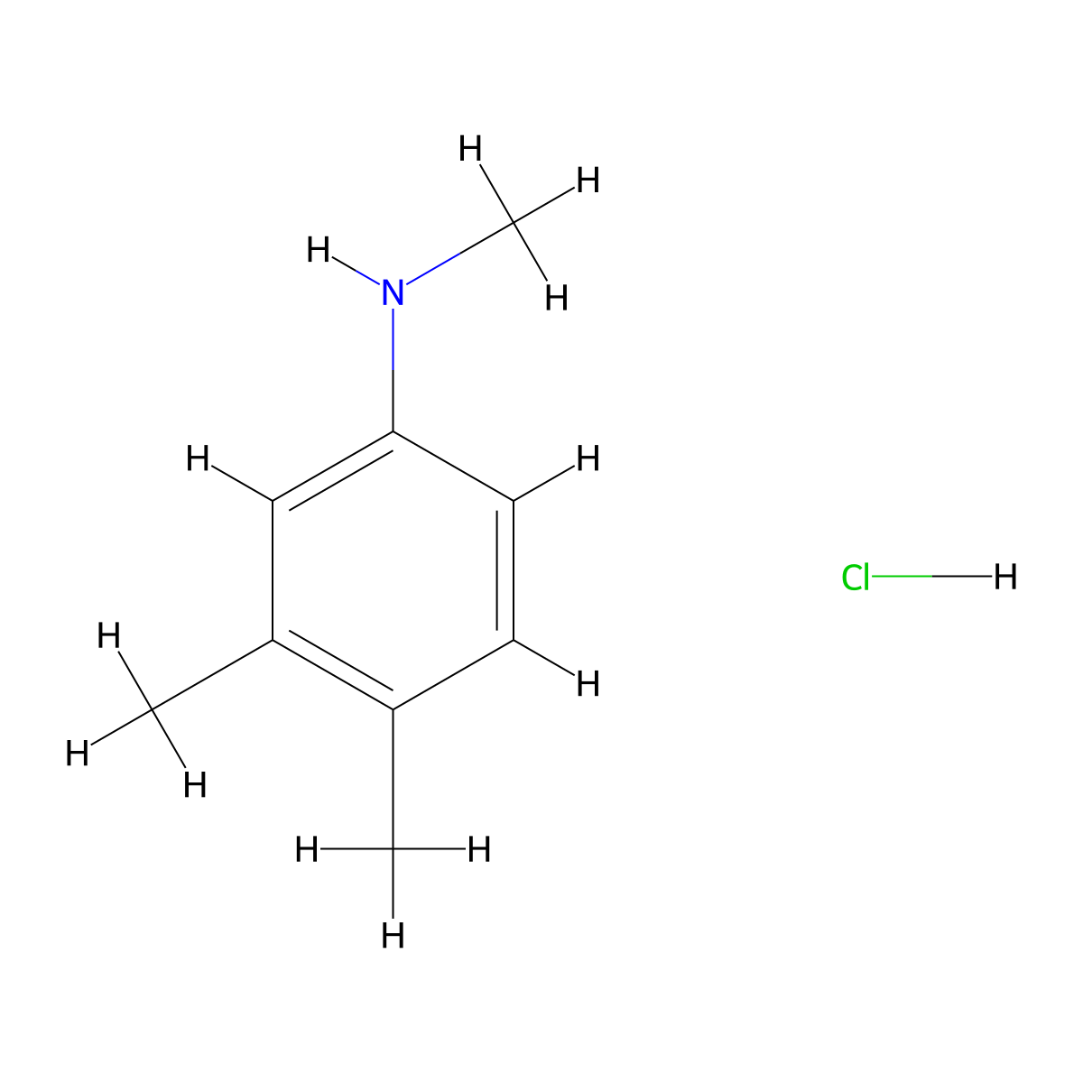 N,3,4-trimethylaniline hydrochloride molecular structure, CAS 1193390-12-3