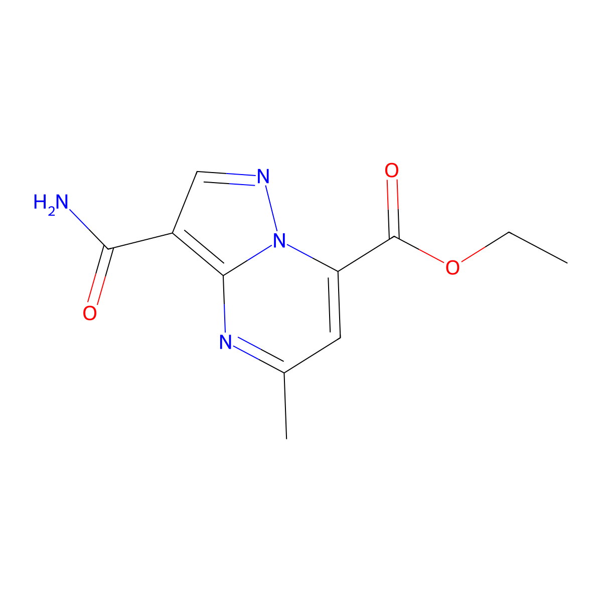 Ethyl 3-carbamoyl-5-methylpyrazolo[1,5-a]pyrimidine-7-carboxylate molecular structure, CAS 1193390-19-0