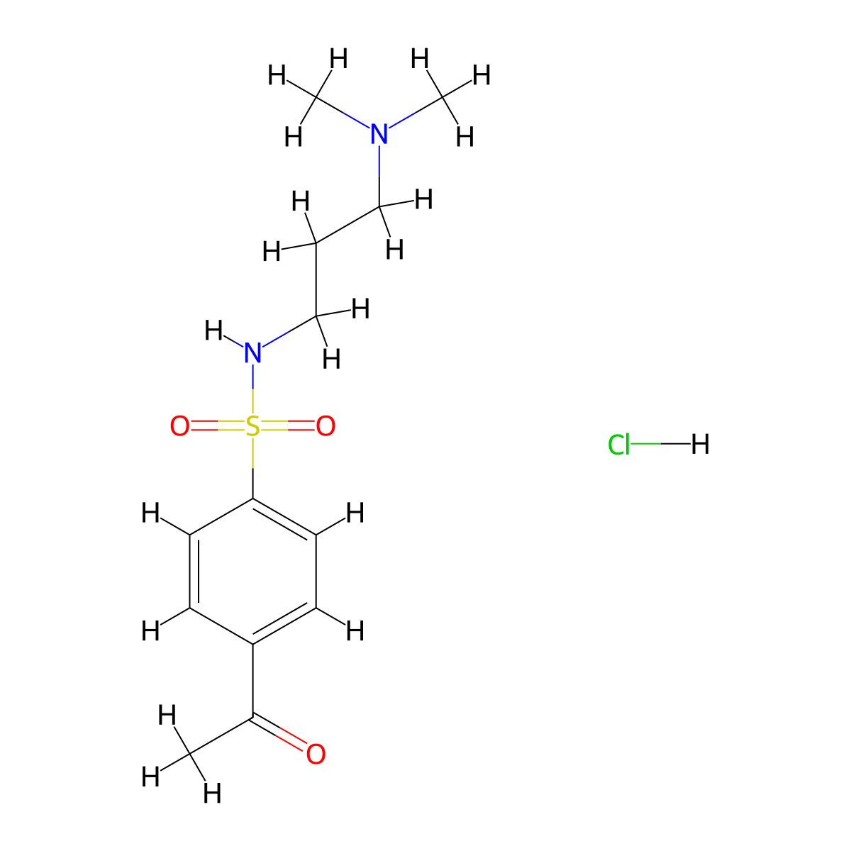 4-acetyl-N-[3-(dimethylamino)propyl]benzene-1-sulfonamide hydrochloride molecular structure, CAS 1193390-22-5
