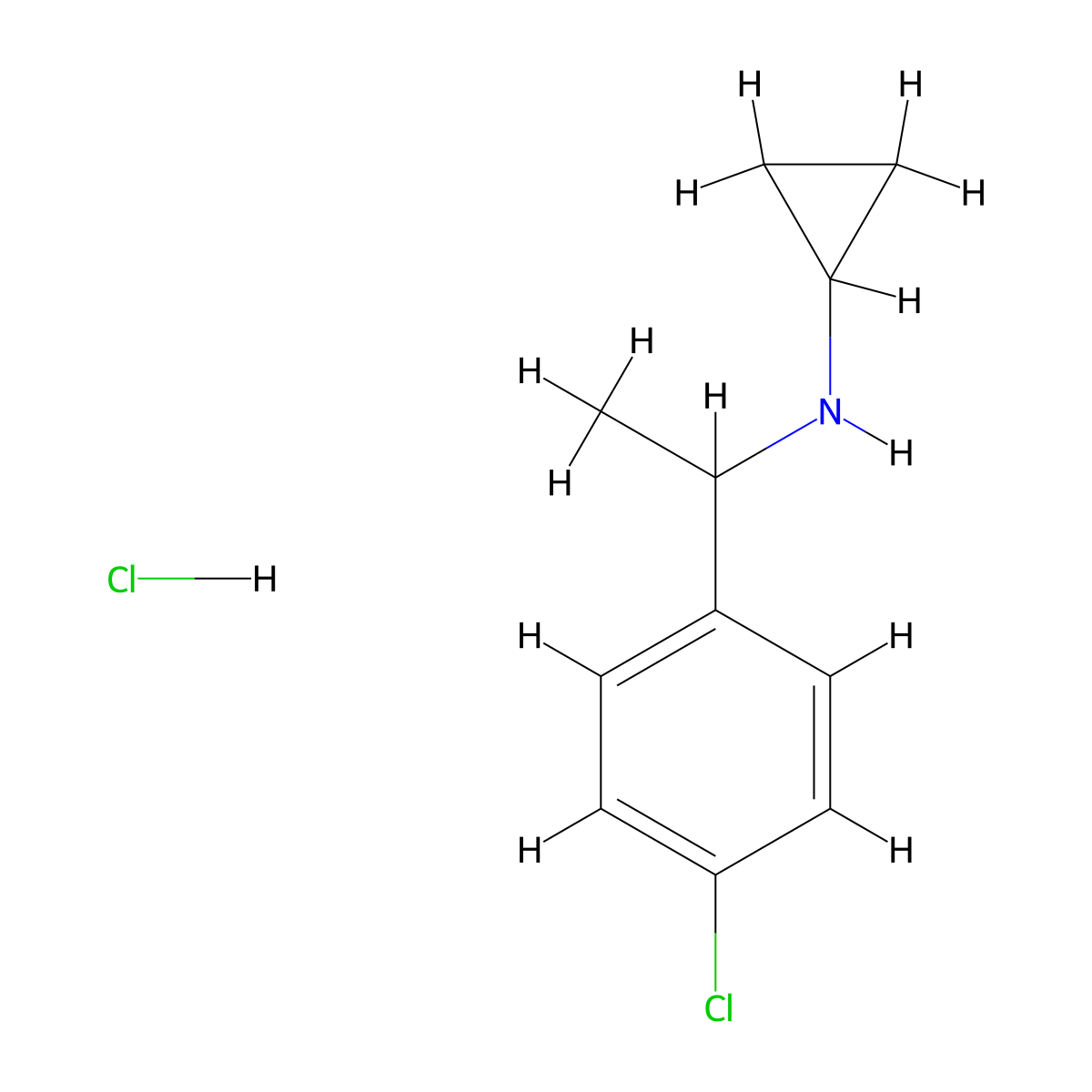 N-[1-(4-chlorophenyl)ethyl]cyclopropanamine hydrochloride molecular structure, CAS 1193390-25-8