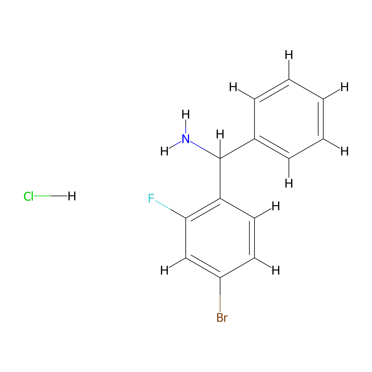 (4-Bromo-2-fluorophenyl)(phenyl)methanamine hydrochloride molecular structure, CAS 1193390-30-5