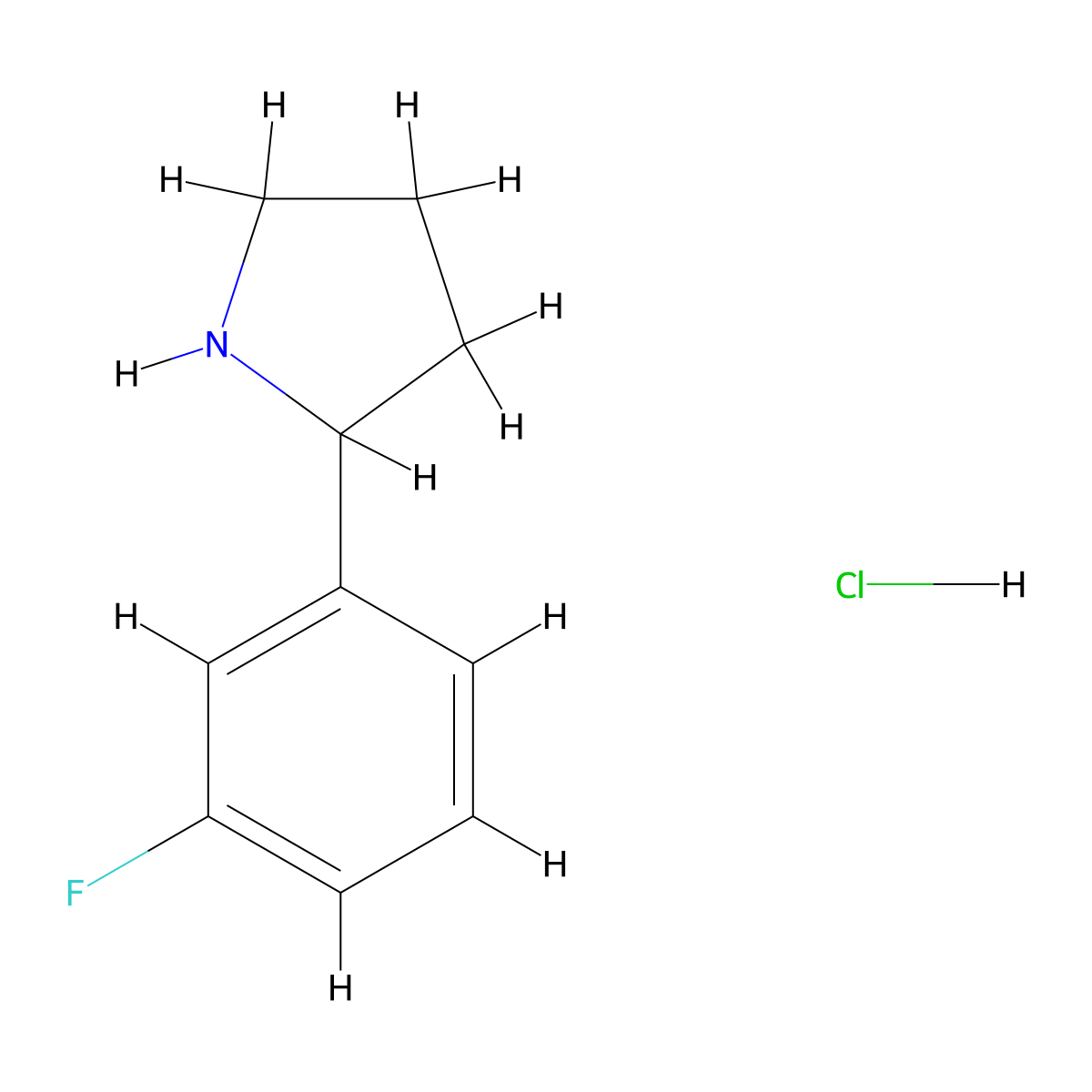 2-(3-Fluorophenyl)pyrrolidine hydrochloride molecular structure, CAS 1193390-31-6