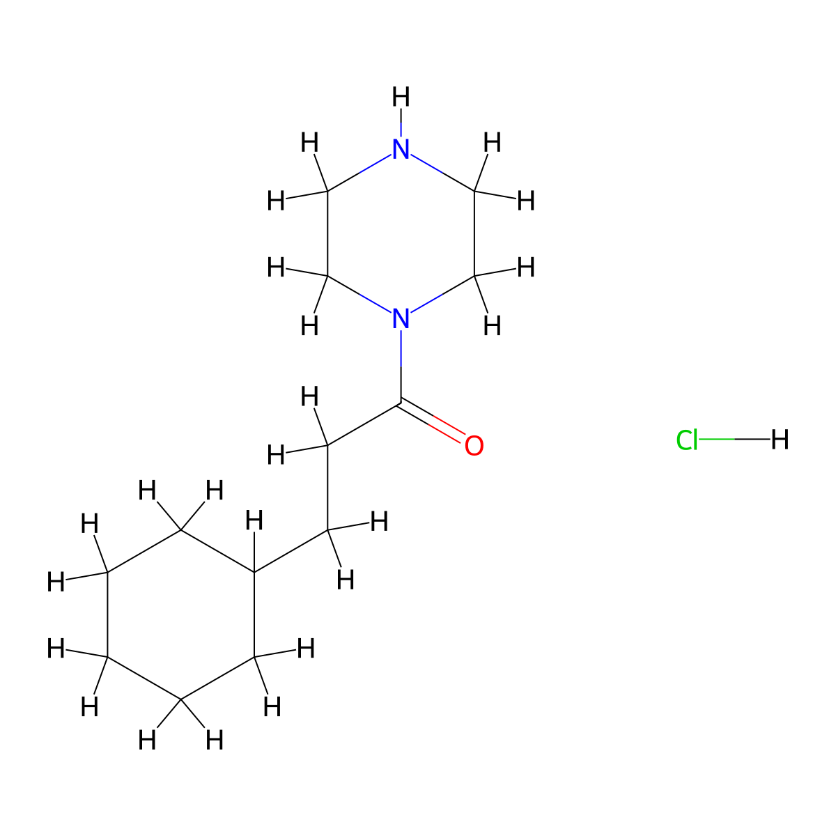 3-Cyclohexyl-1-(piperazin-1-yl)propan-1-one hydrochloride molecular structure, CAS 1193390-33-8