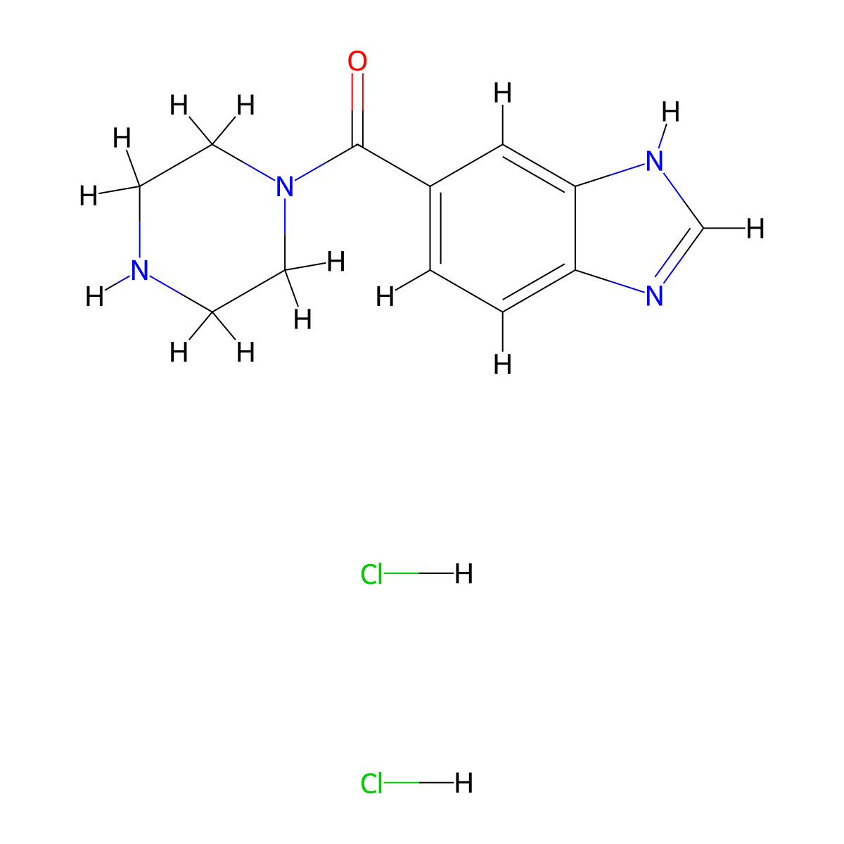 5-(piperazine-1-carbonyl)-1H-1,3-benzodiazole dihydrochloride molecular structure, CAS 1193390-36-1