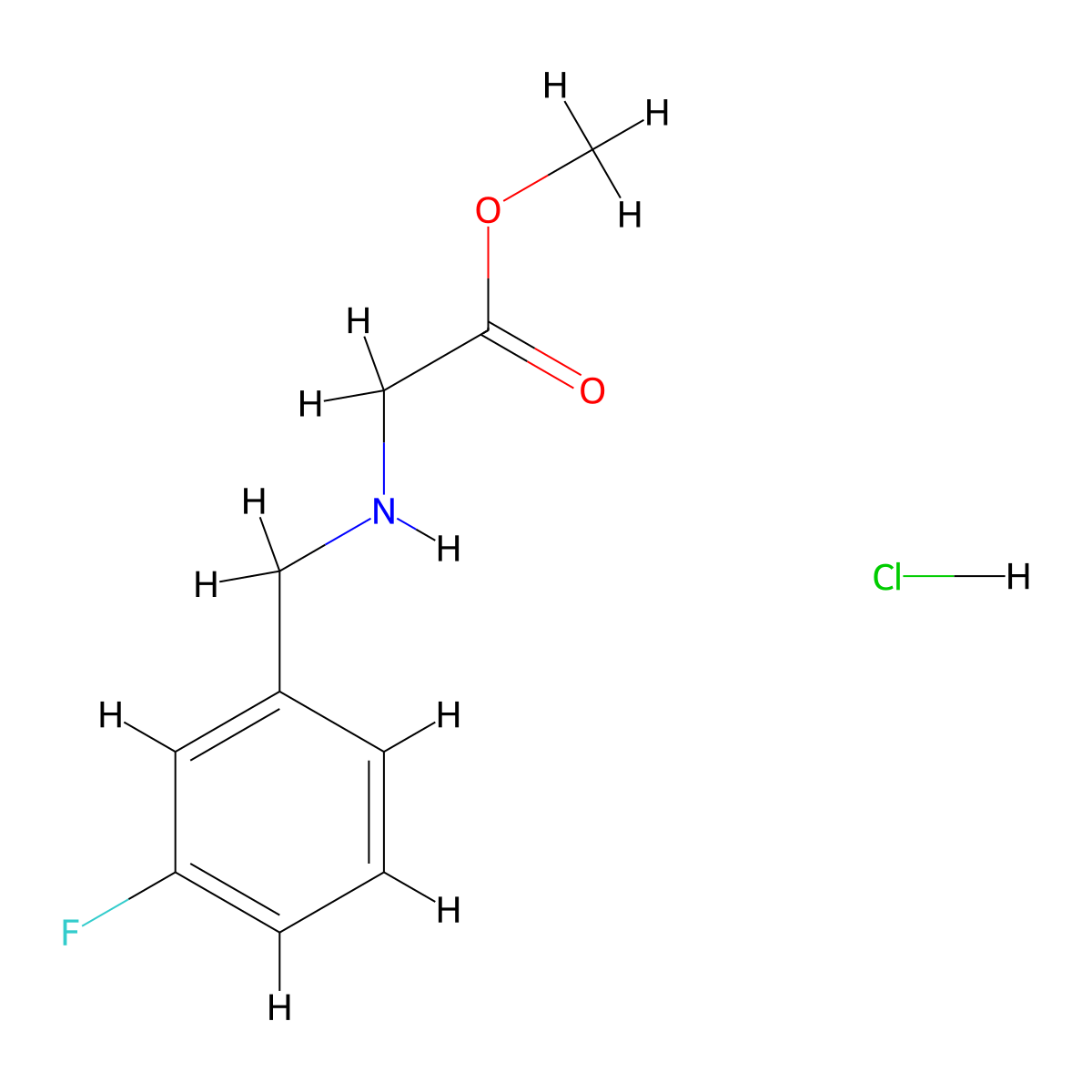 Methyl 2-{[(3-fluorophenyl)methyl]amino}acetate hydrochloride molecular structure, CAS 1193390-44-1
