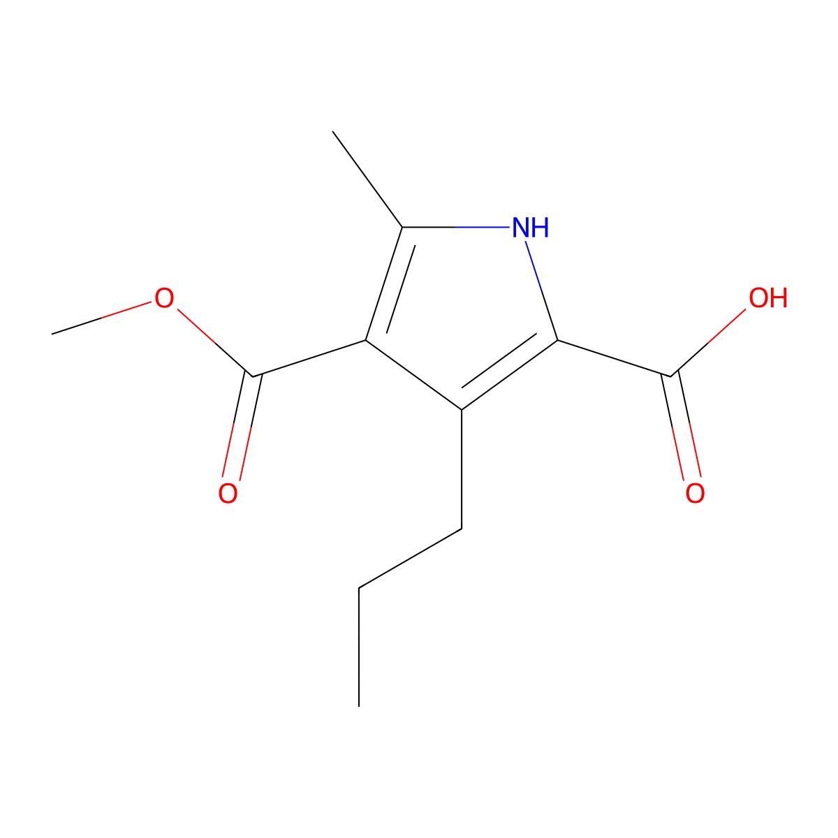 4-Methyl 5-methyl-3-propyl-1H-pyrrole-2,4-dicarboxylate molecular structure, CAS 1193390-58-7