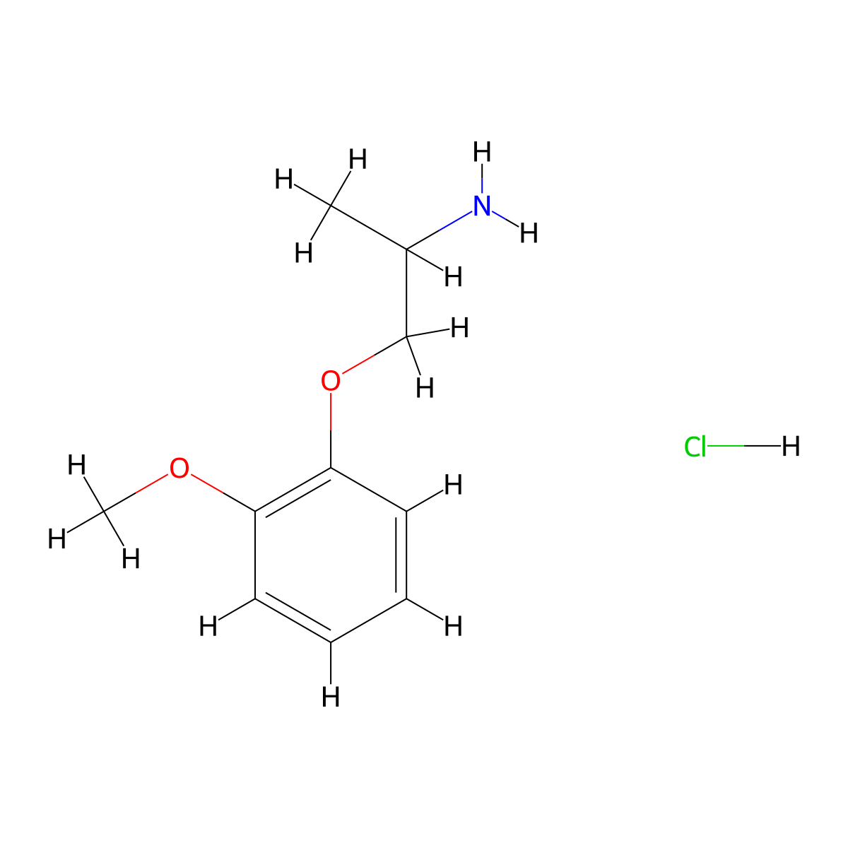 1-(2-Aminopropoxy)-2-methoxybenzene hydrochloride molecular structure, CAS 1193390-59-8