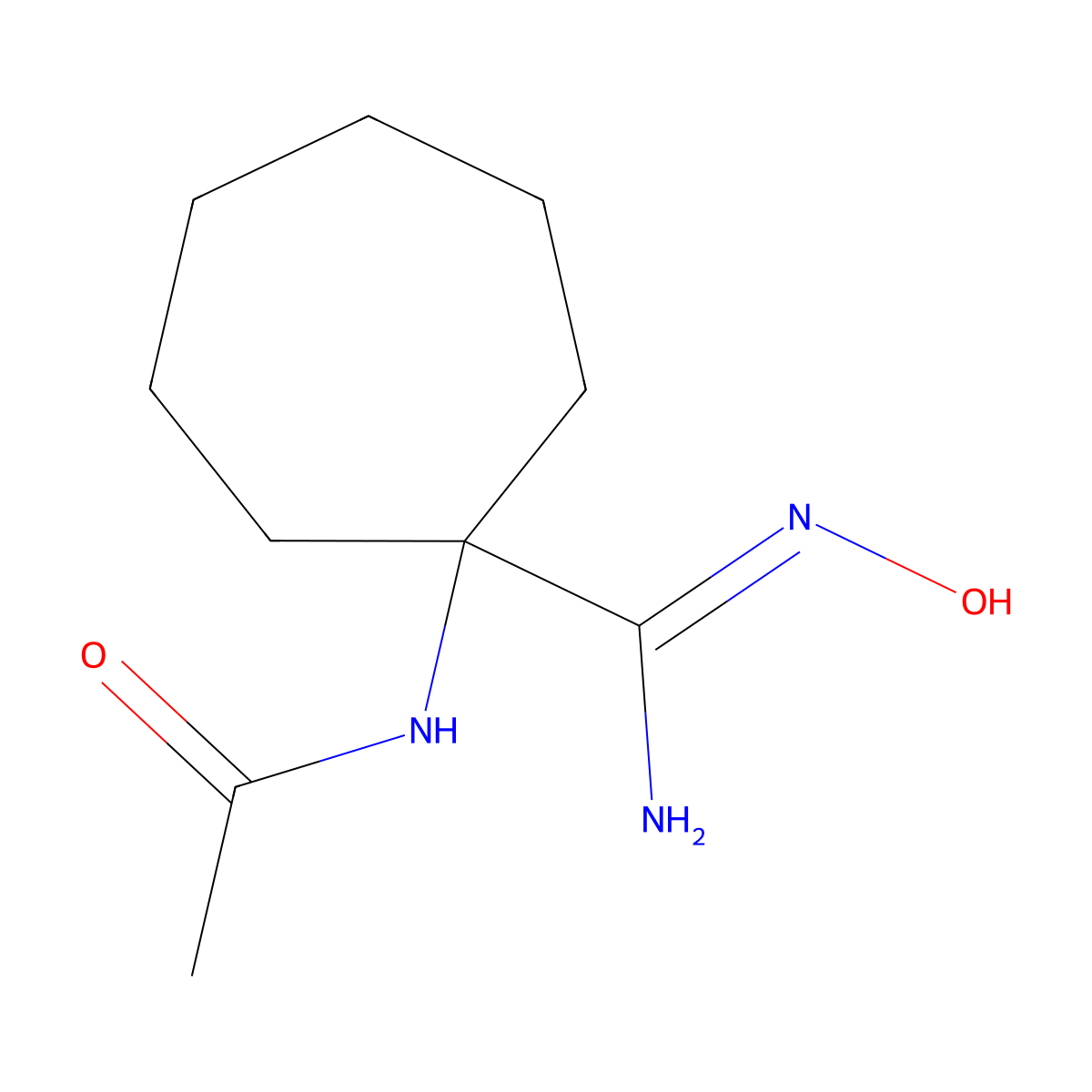 N-[1-(N'-hydroxycarbamimidoyl)cycloheptyl]acetamide molecular structure, CAS 1193390-61-2
