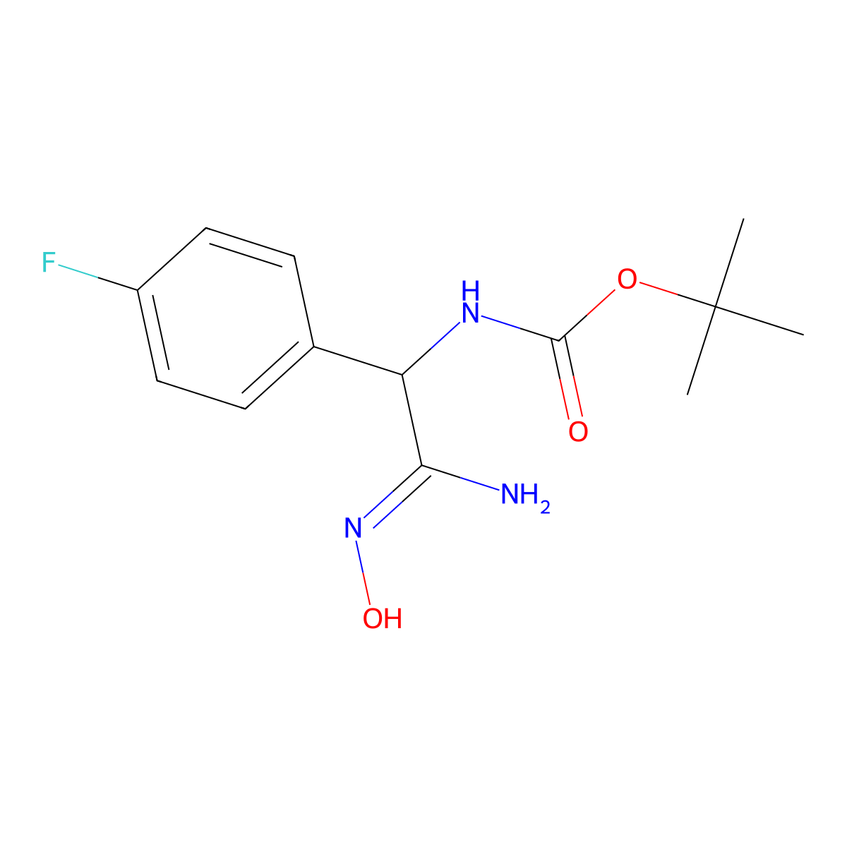 tert-butyl N-[(4-fluorophenyl)(N'-hydroxycarbamimidoyl)methyl]carbamate molecular structure, CAS 1193390-66-7