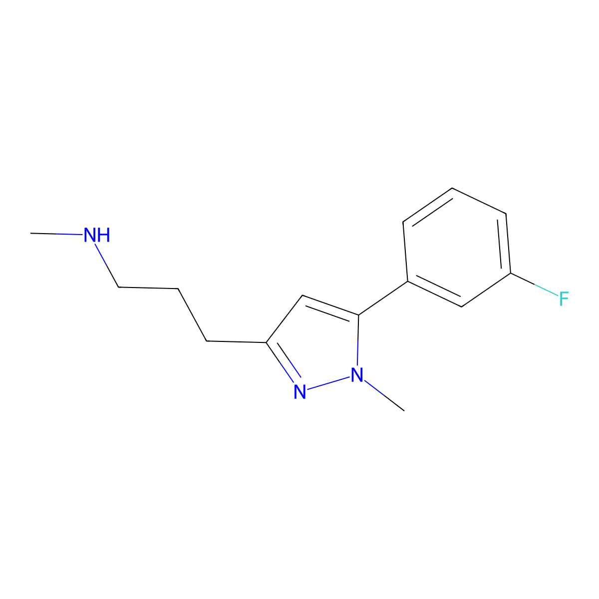 {3-[5-(3-fluorophenyl)-1-methyl-1H-pyrazol-3-yl]propyl}(methyl)amine molecular structure, CAS 1193403-49-4