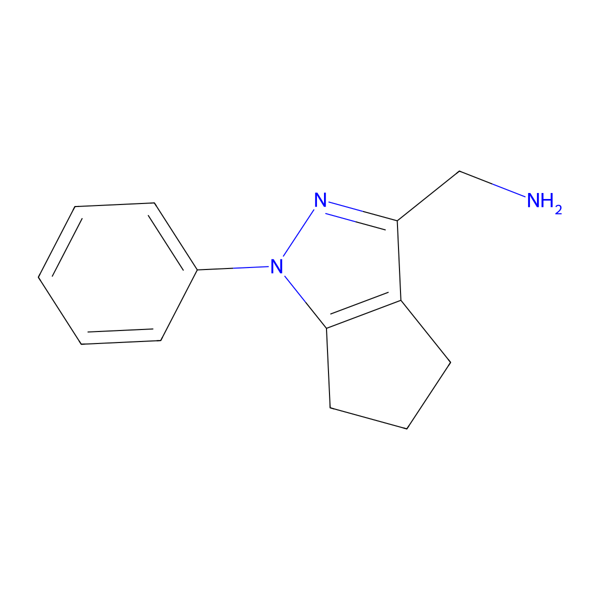 (1-Phenyl-1H,4H,5H,6H-cyclopenta[c]pyrazol-3-yl)methanamine molecular structure, CAS 1193403-50-7