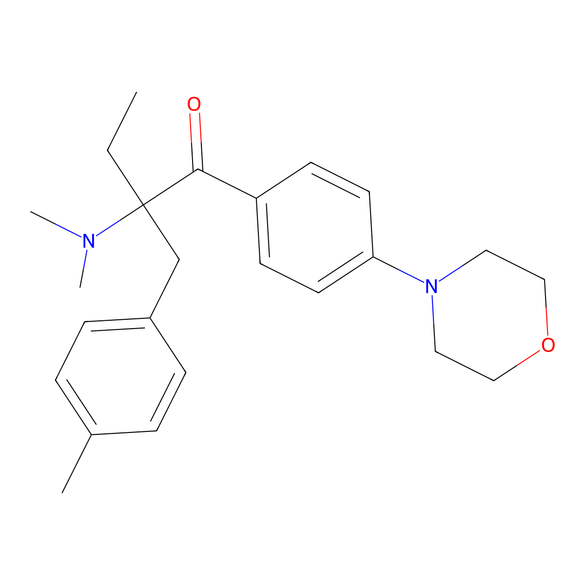 1-Butanone, 2-(dimethylamino)-2-[(4-methylphenyl)methyl]-1-[4-(4-morpholinyl)phenyl]- molecular structure, CAS 119344-86-4