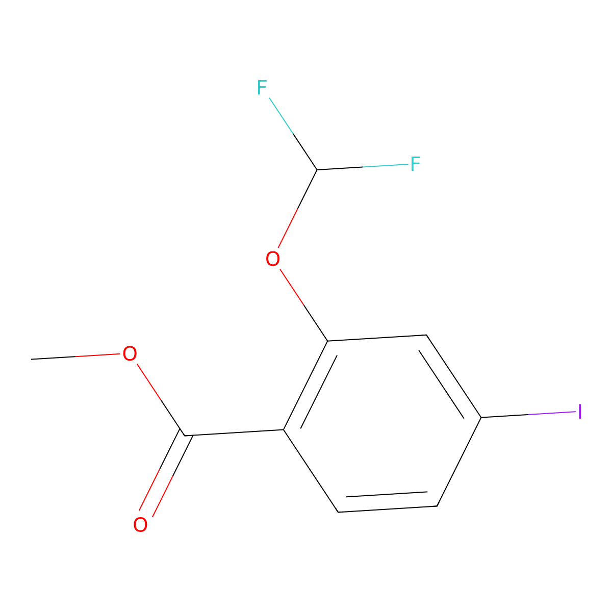 Benzoic acid, 2-(difluoromethoxy)-4-iodo-, methyl ester molecular structure, CAS 1193467-19-4