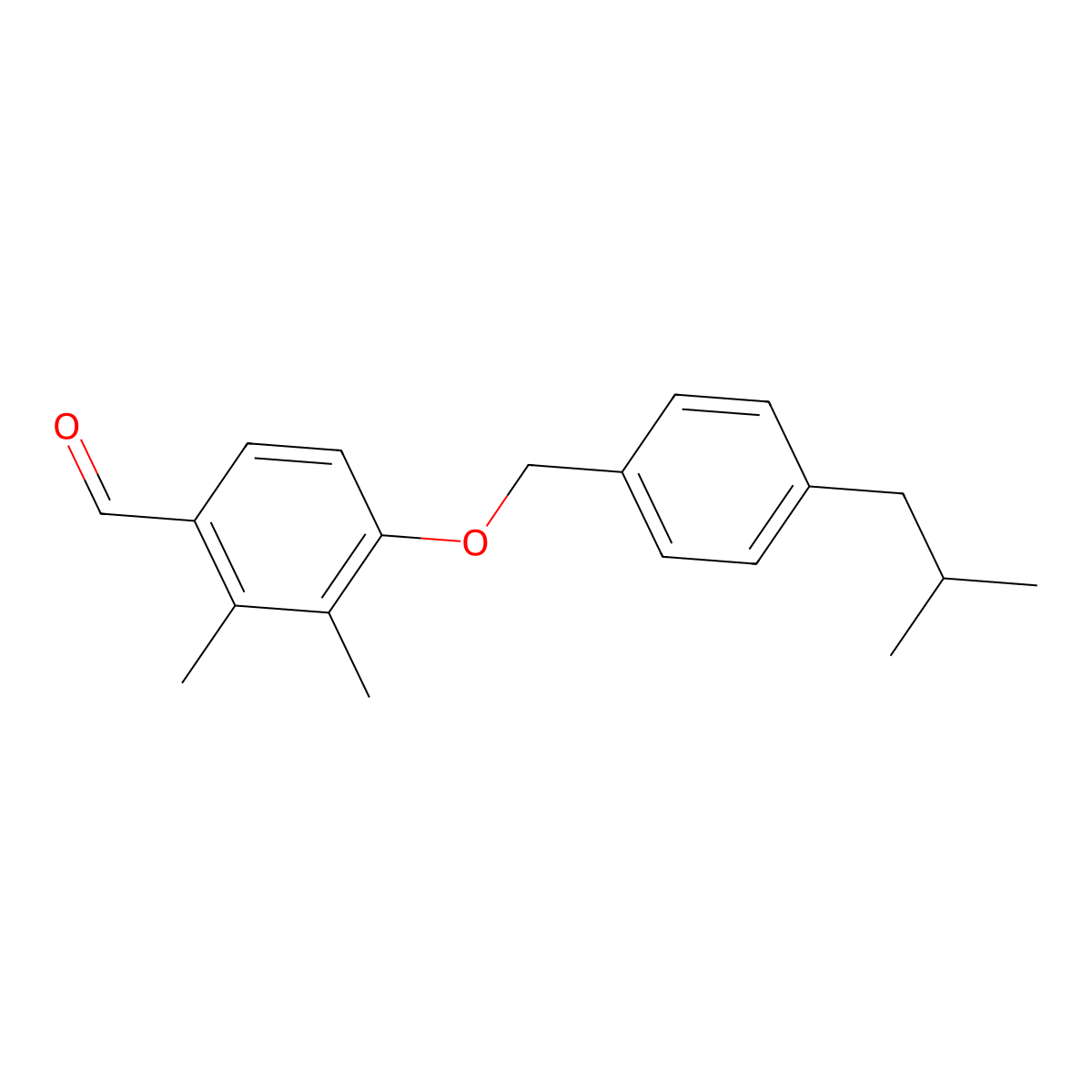 Benzaldehyde, 2,3-dimethyl-4-[[4-(2-methylpropyl)phenyl]methoxy]- molecular structure, CAS 119347-93-2