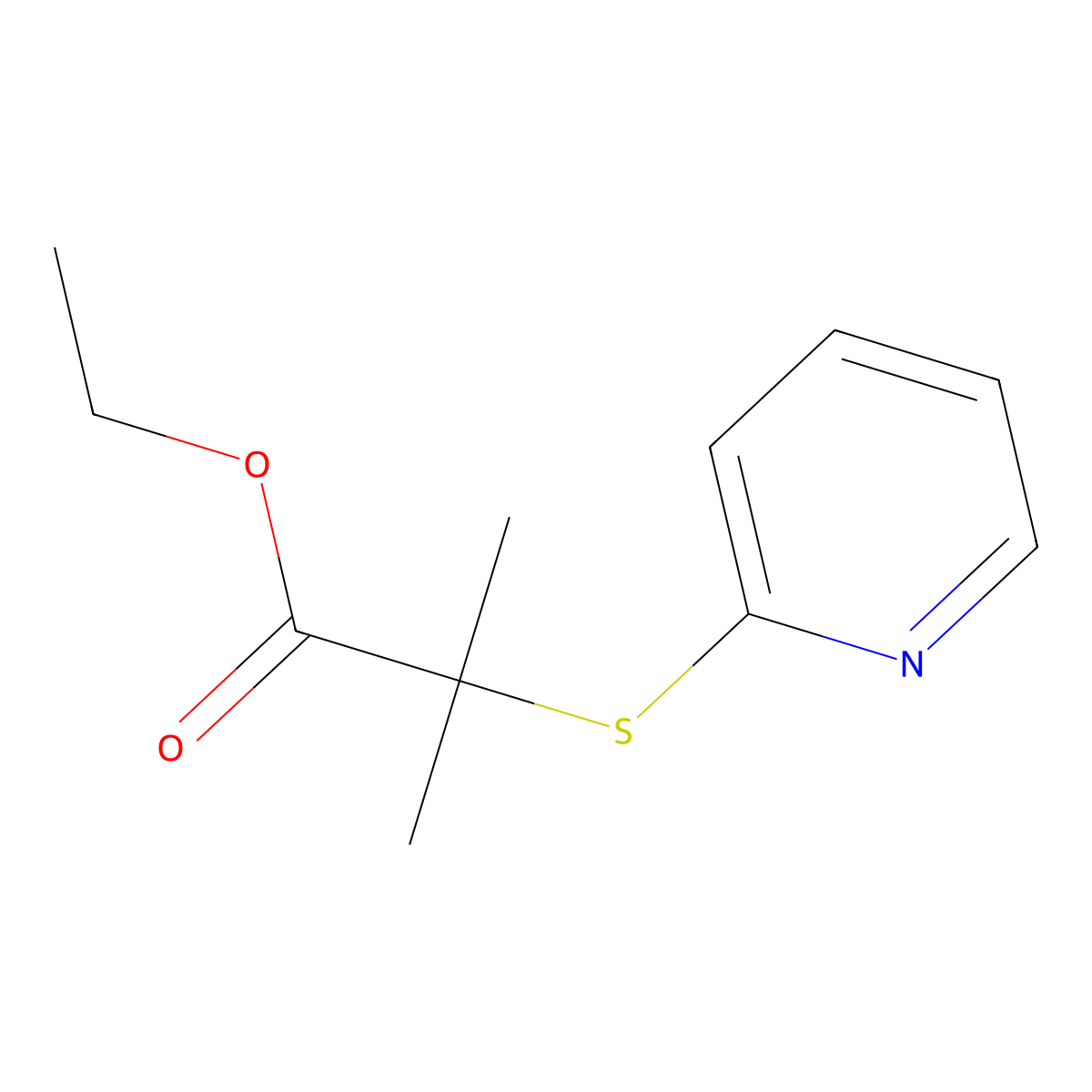 Propanoic acid, 2-methyl-2-(2-pyridinylthio)-, ethyl ester molecular structure, CAS 119368-35-3
