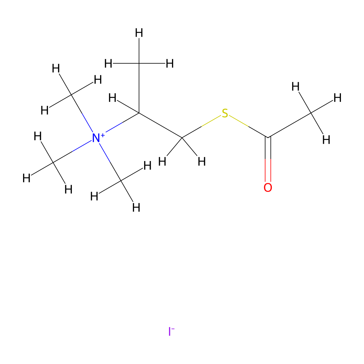 [1-(Acetylsulfanyl)propan-2-yl]trimethylazanium iodide molecular structure, CAS 119368-48-8